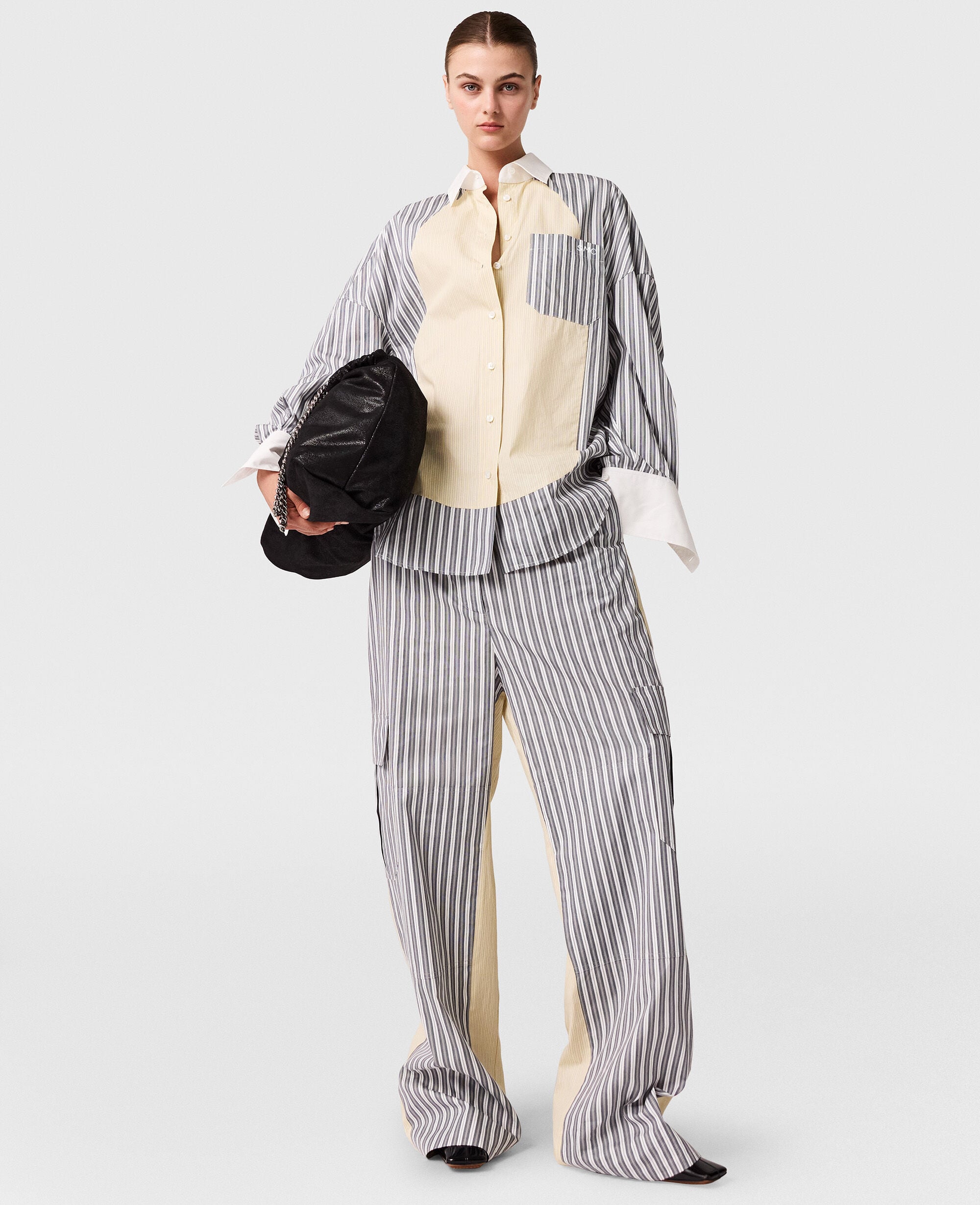 Oversized Mixed Stripe Cargo Trousers