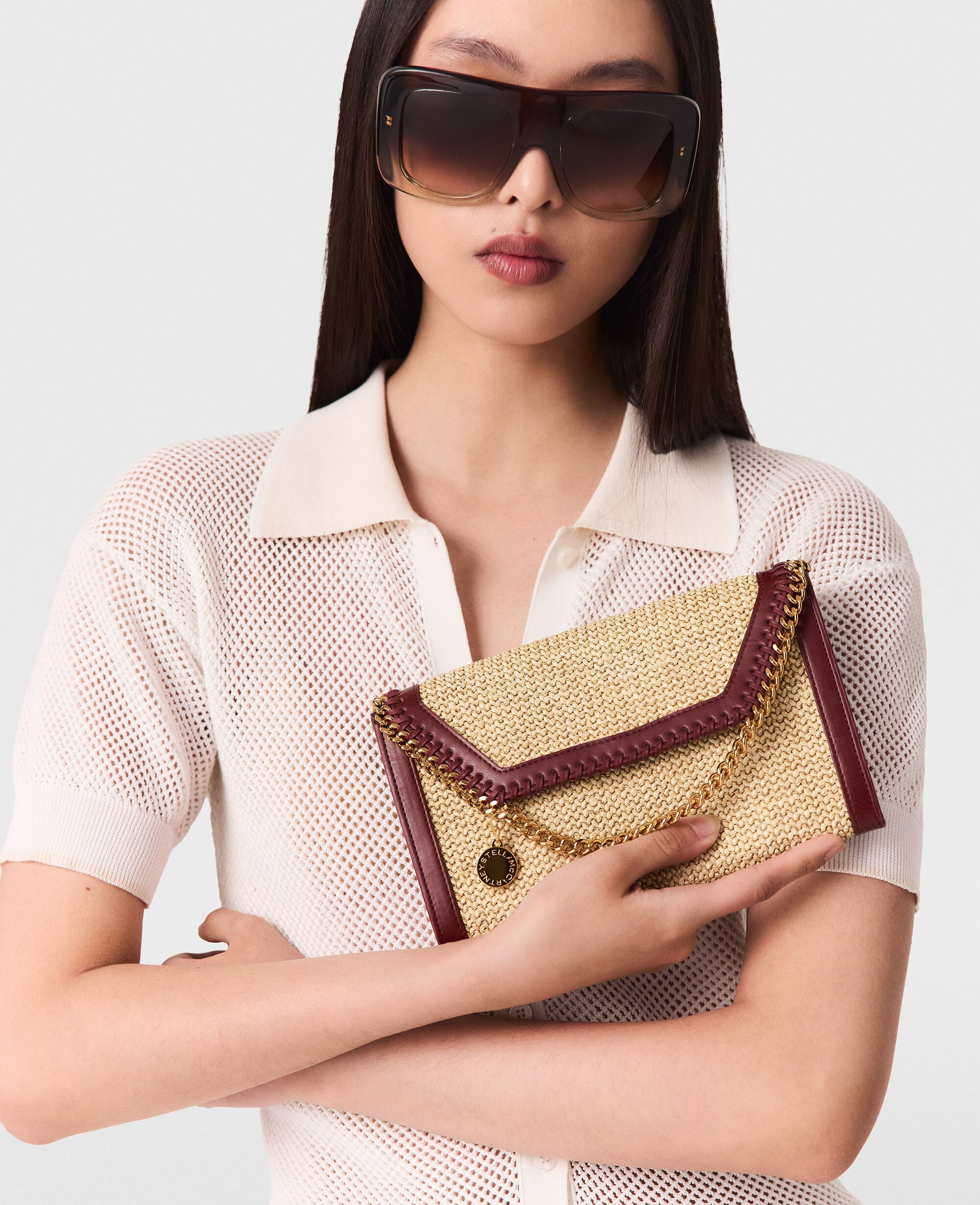 Falabella Raffia Wallet Crossbody Bag
