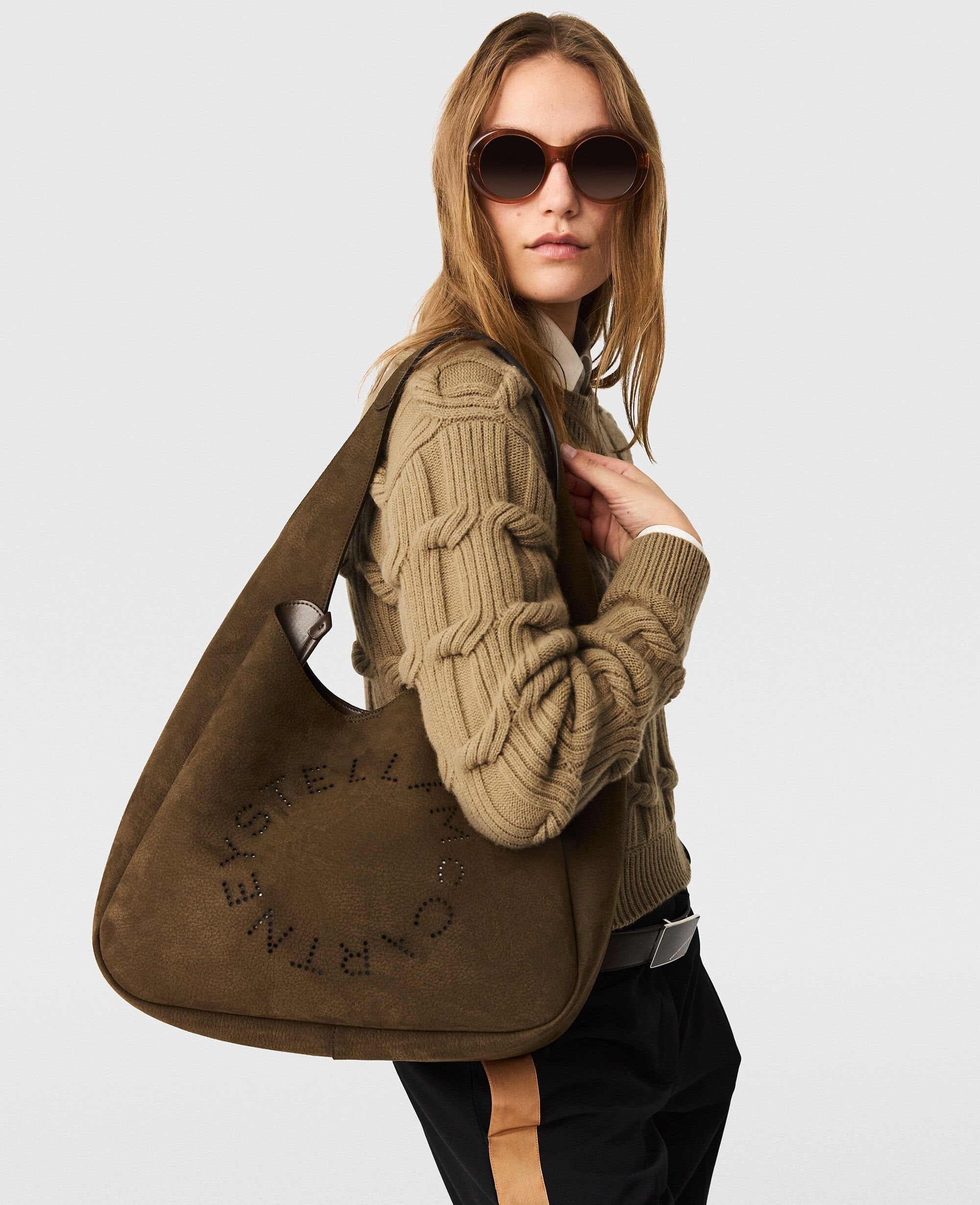 Logo Suede Large Hobo Bag
