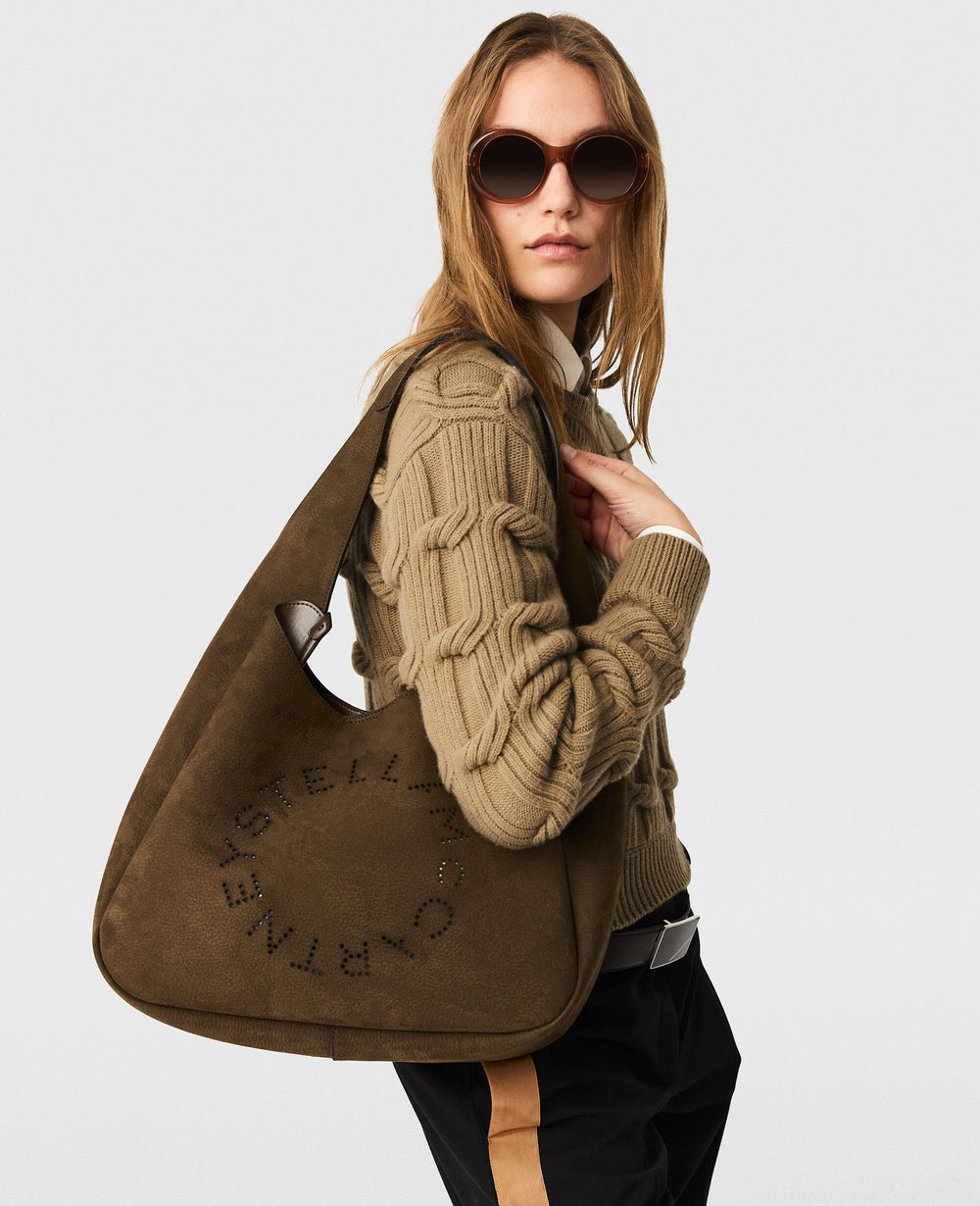 Logo Suede Large Hobo Bag