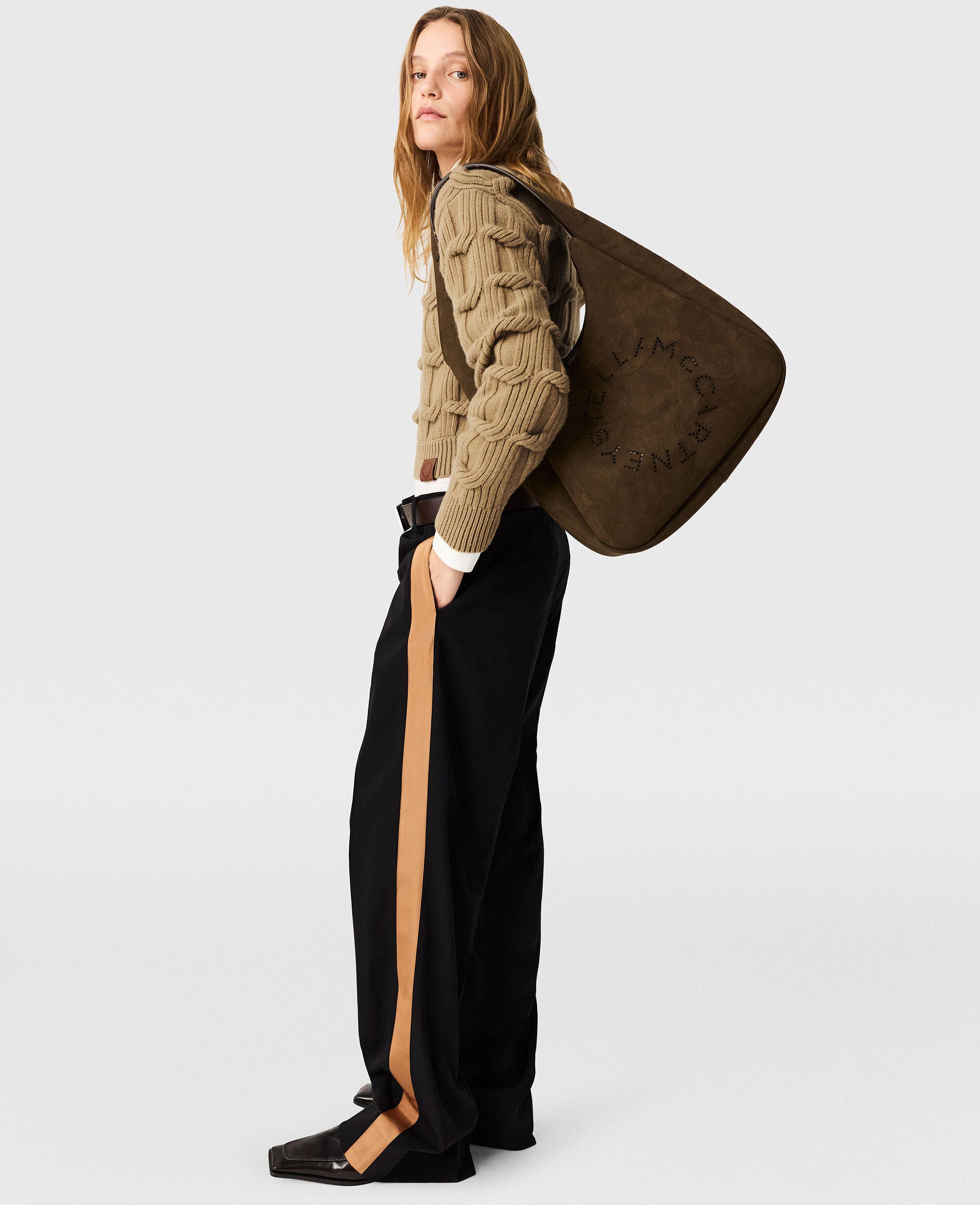 Logo Suede Large Hobo Bag
