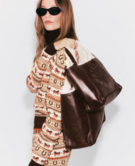 Logo Plush-Lined Crossbody Tote Bag