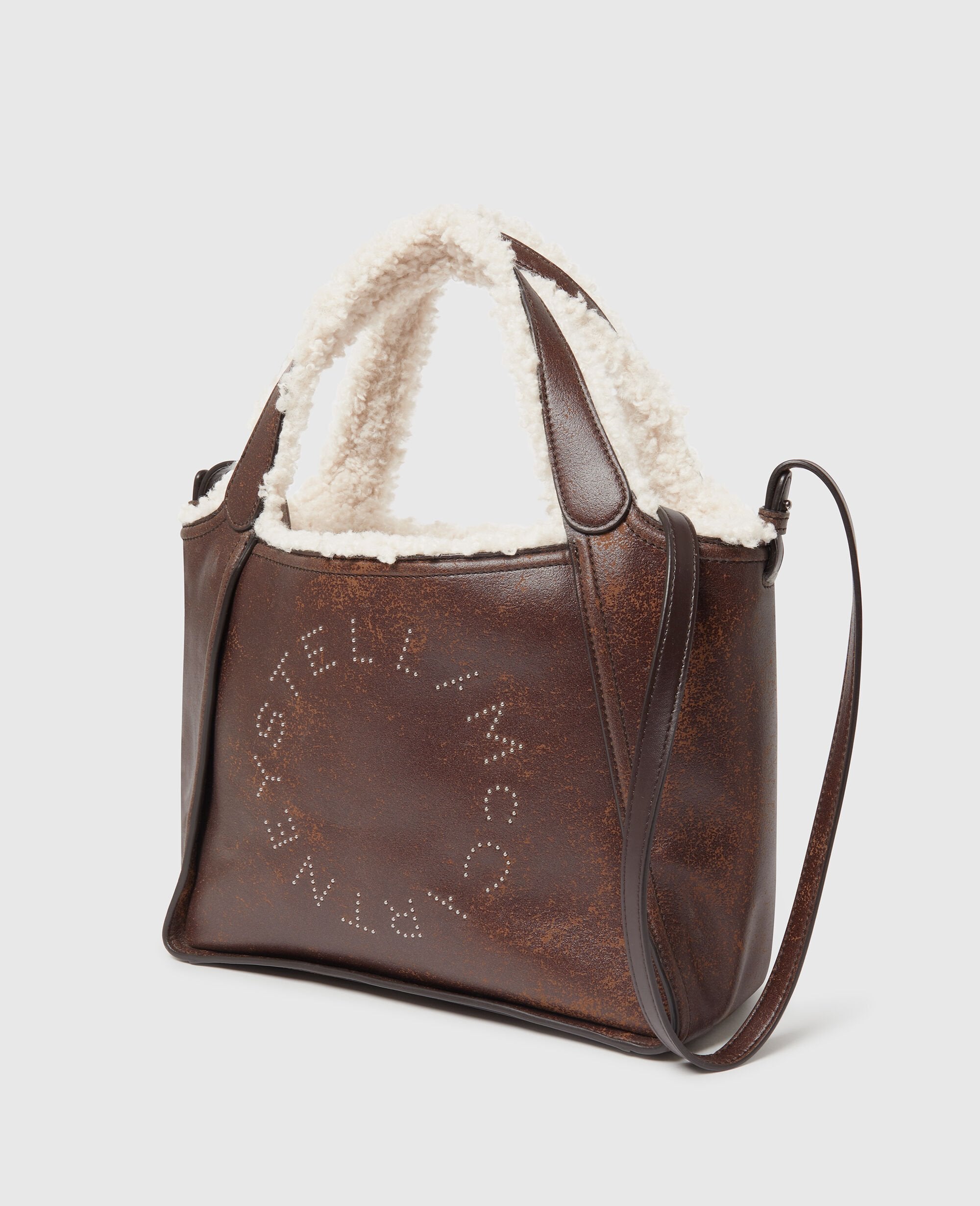 Logo Plush-Lined Crossbody Tote Bag