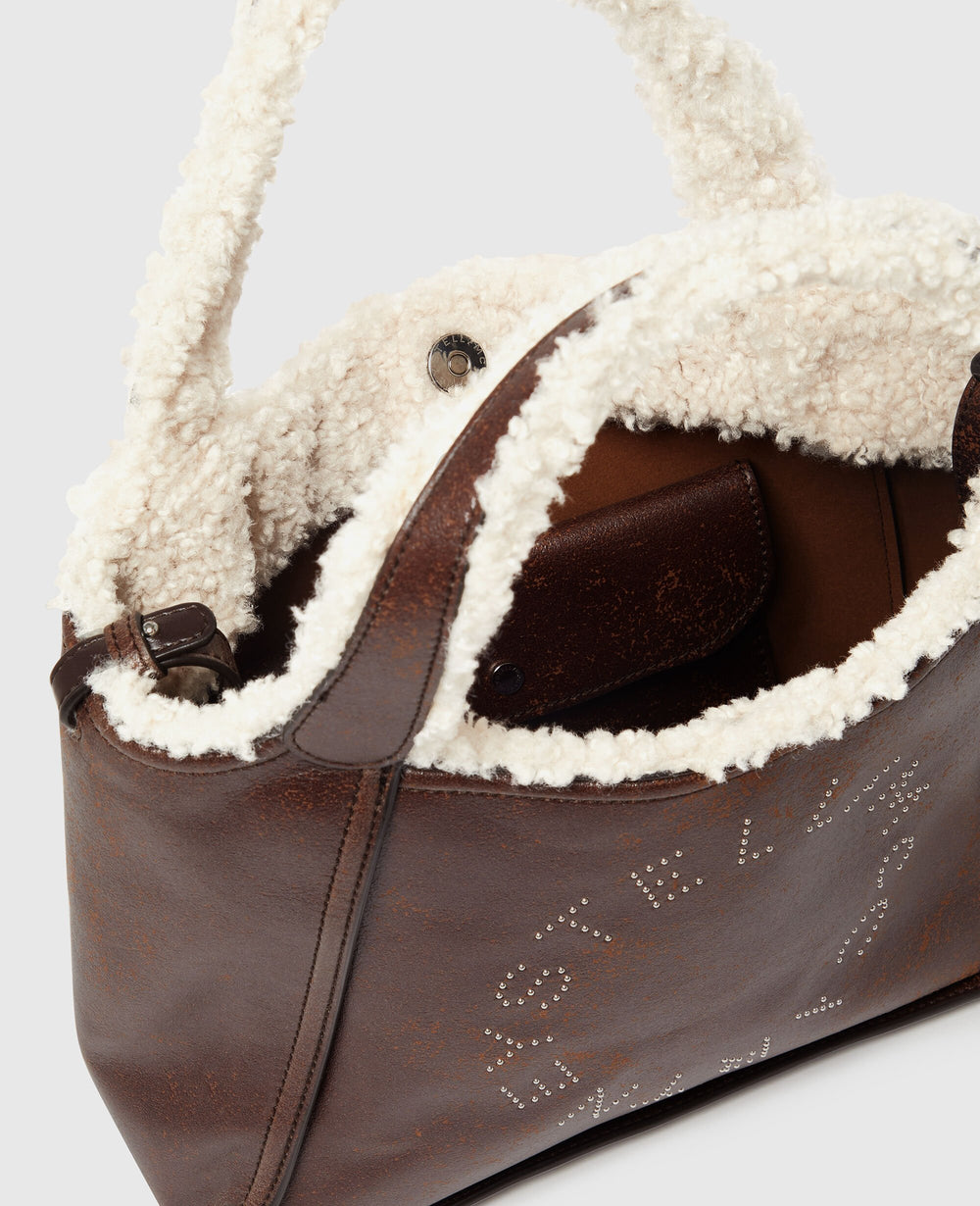 Logo Plush-Lined Crossbody Tote Bag