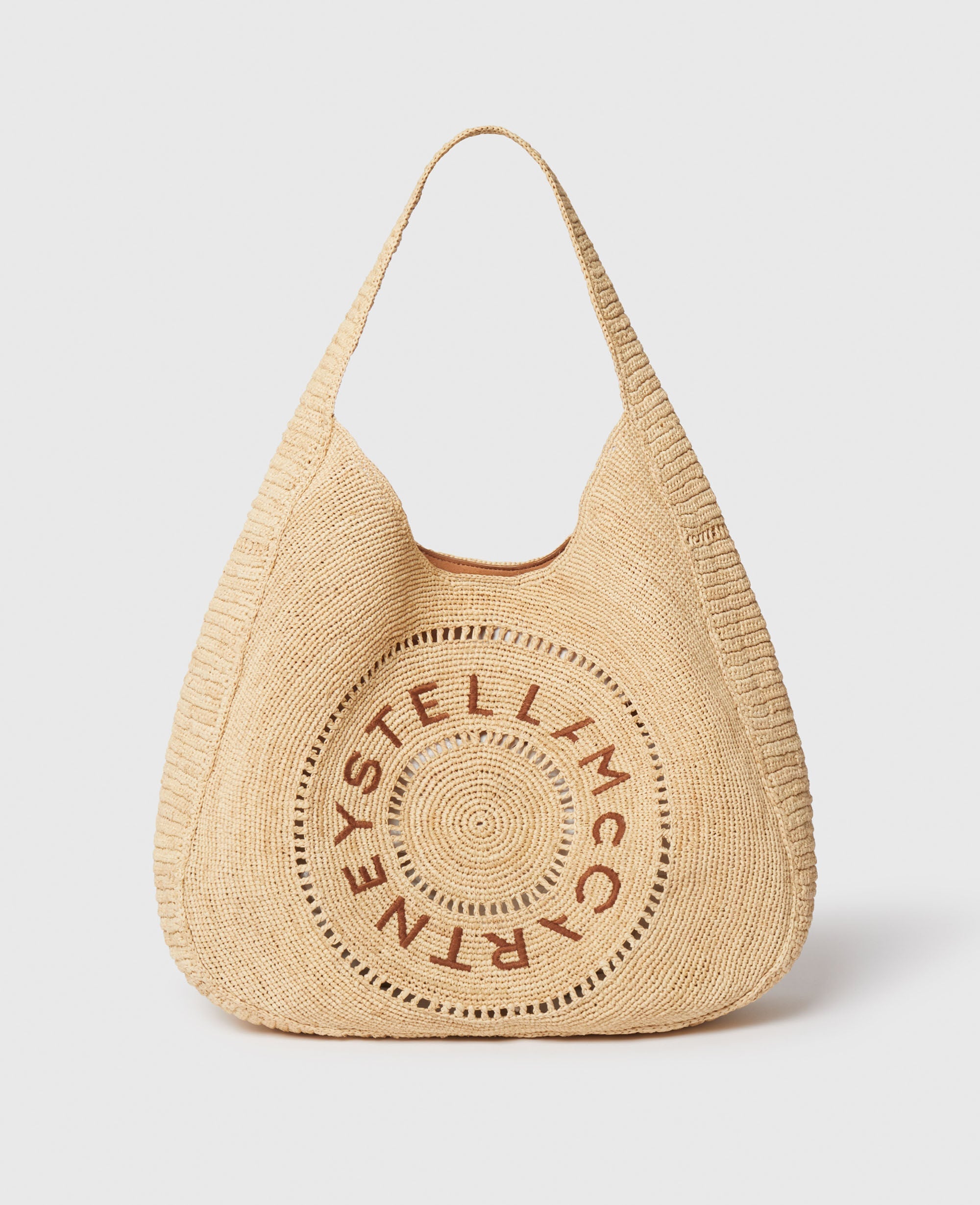 Logo Large Crochet Raffia Hobo Bag