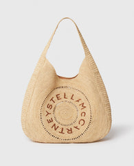 Logo Large Crochet Raffia Hobo Bag