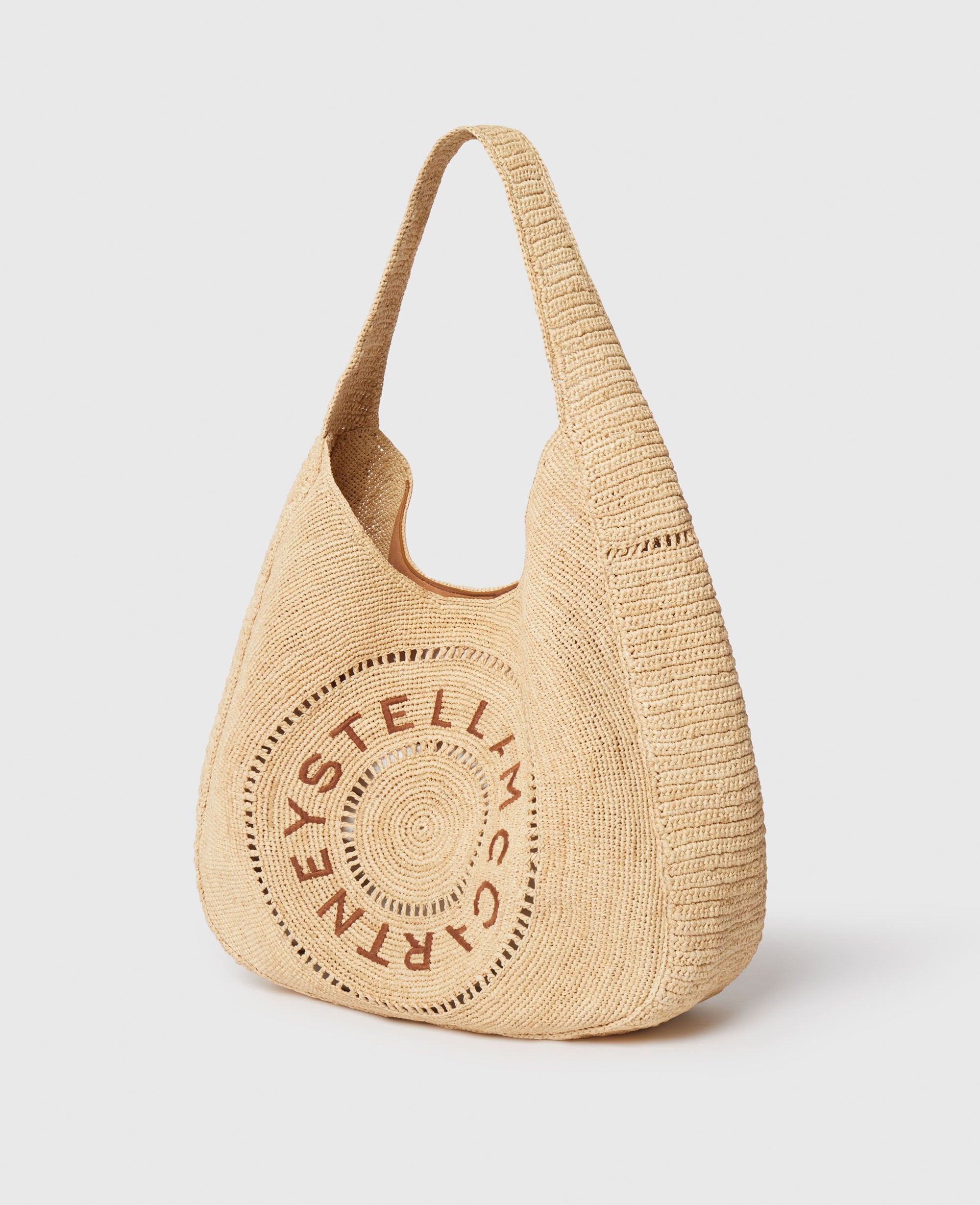 Logo Large Crochet Raffia Hobo Bag