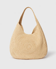 Logo Large Crochet Raffia Hobo Bag