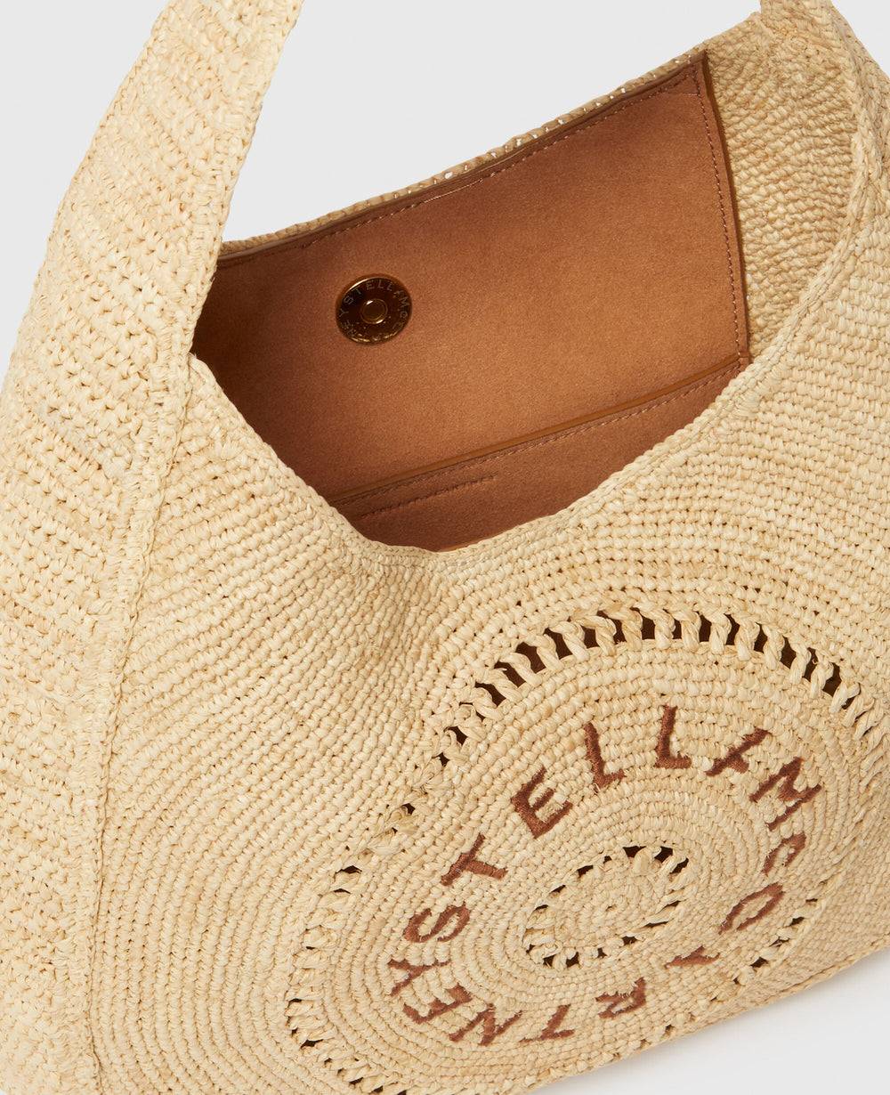 Logo Large Crochet Raffia Hobo Bag