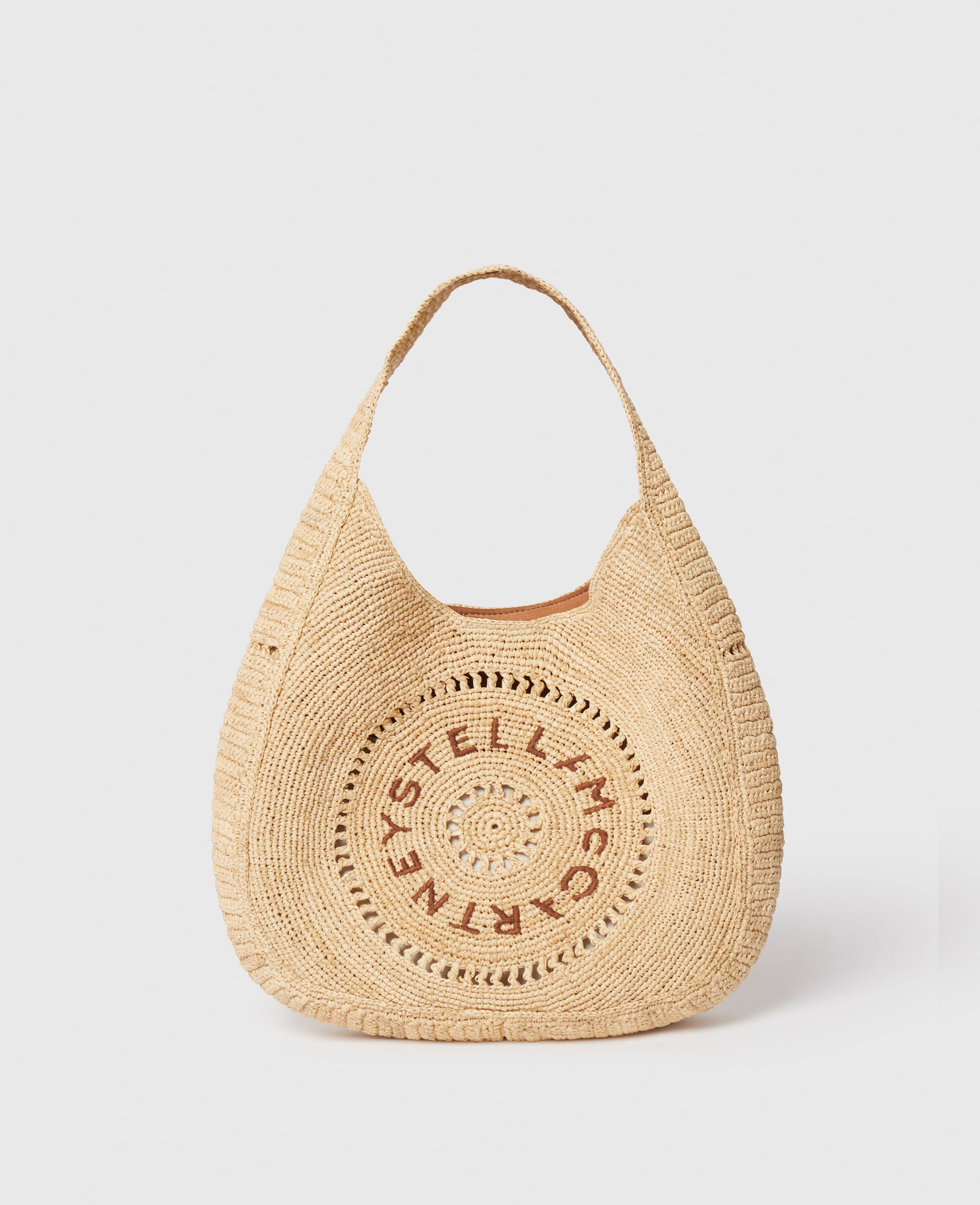 Logo Small Crochet Raffia Hobo Bag