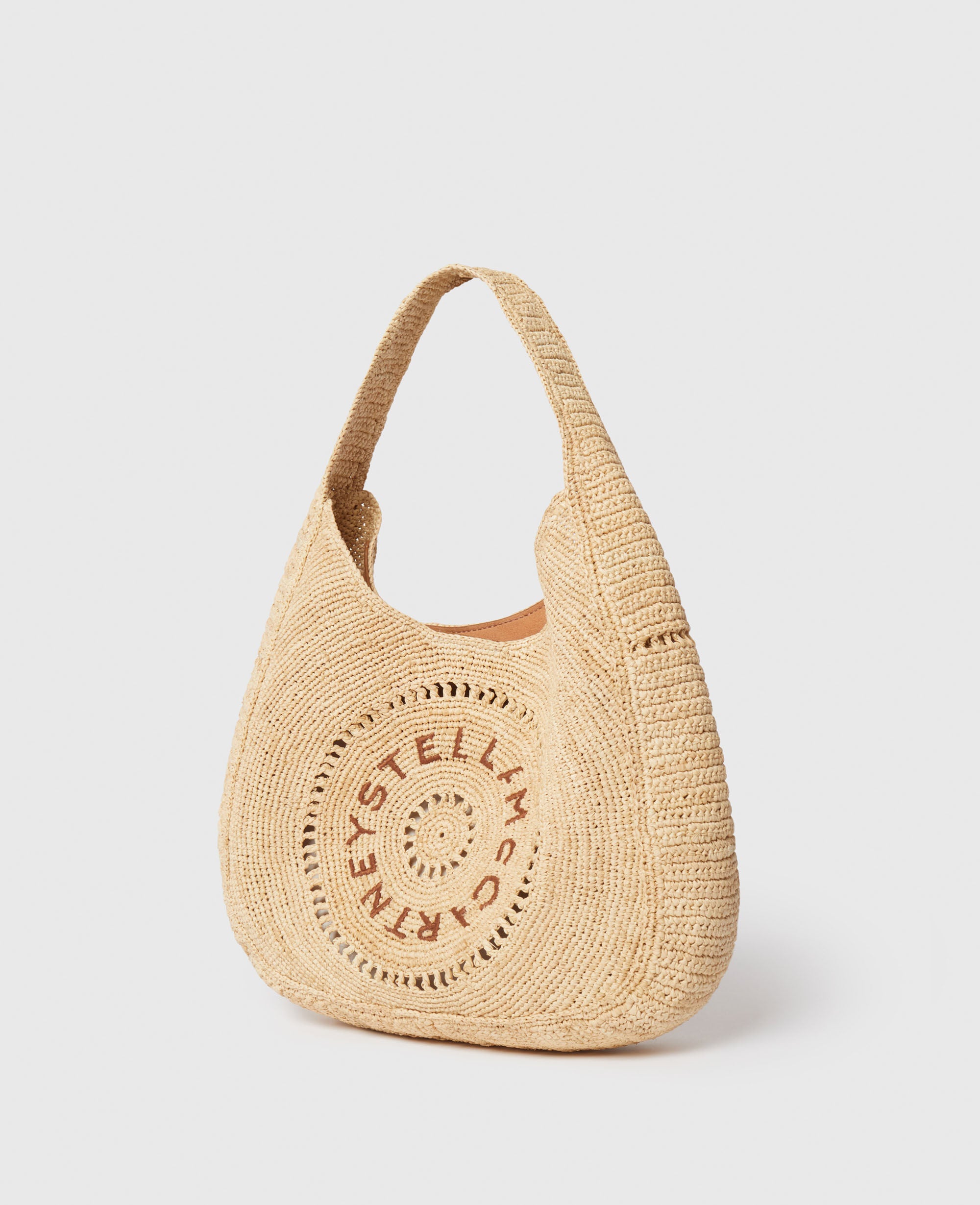 Logo Small Crochet Raffia Hobo Bag