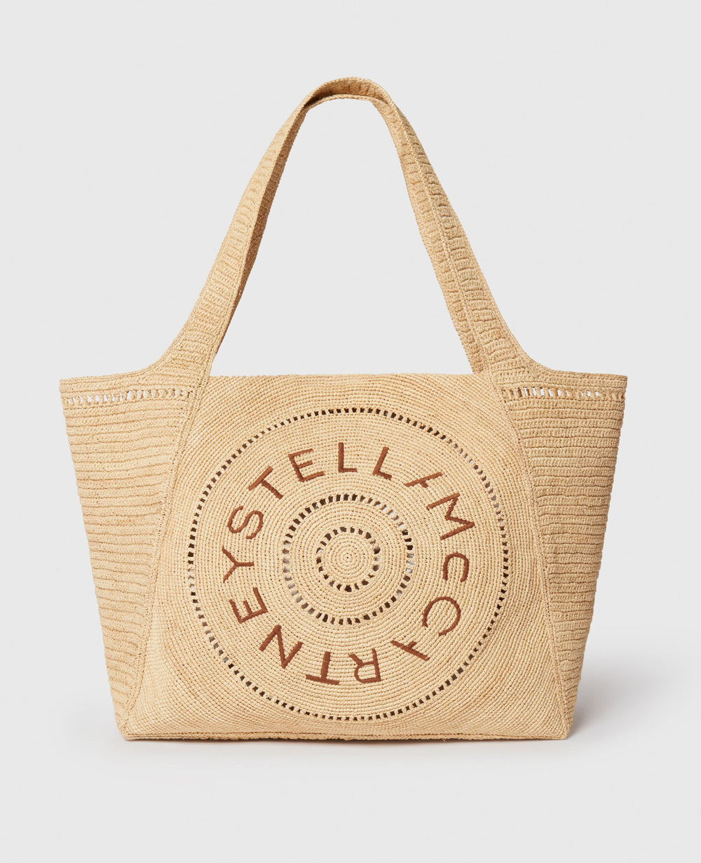 Logo Large Crochet Raffia Tote Bag