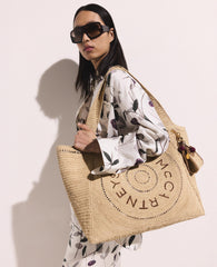 Logo Large Crochet Raffia Tote Bag