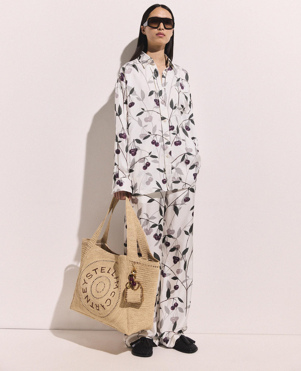 Logo Large Crochet Raffia Tote Bag