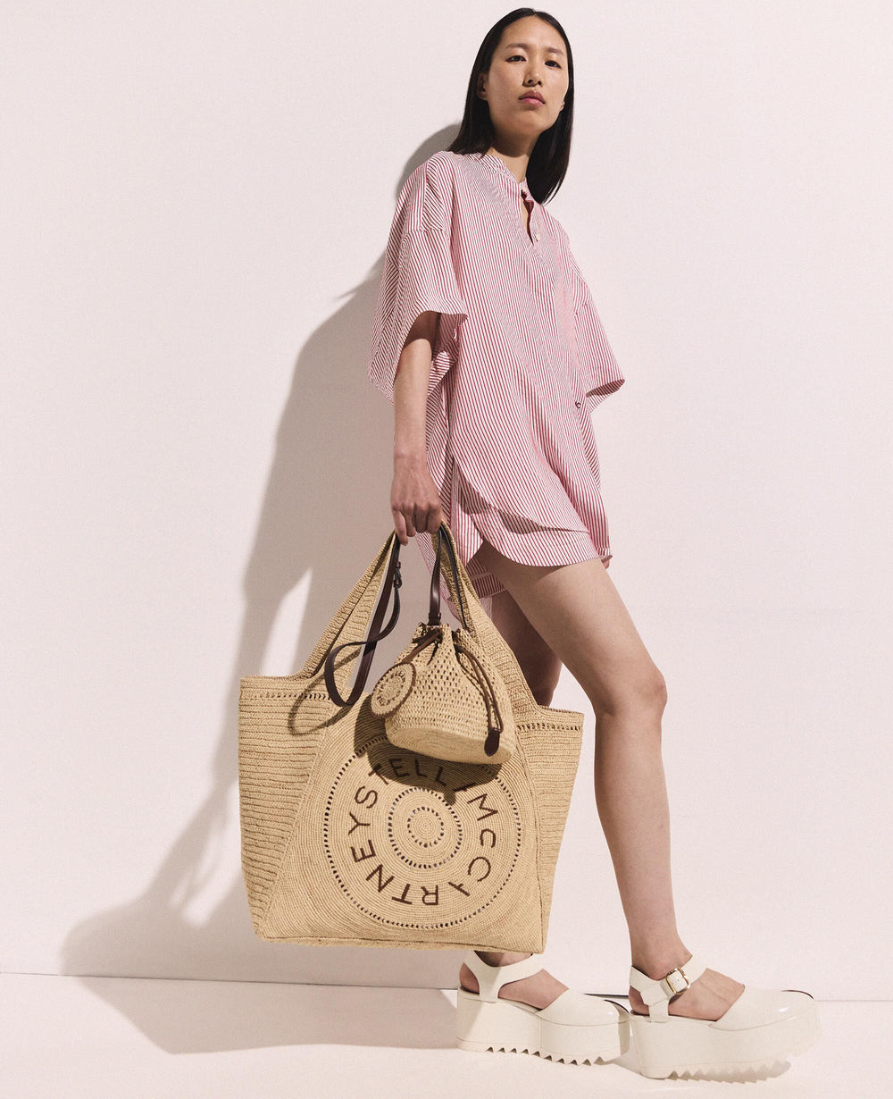 Logo Large Crochet Raffia Tote Bag