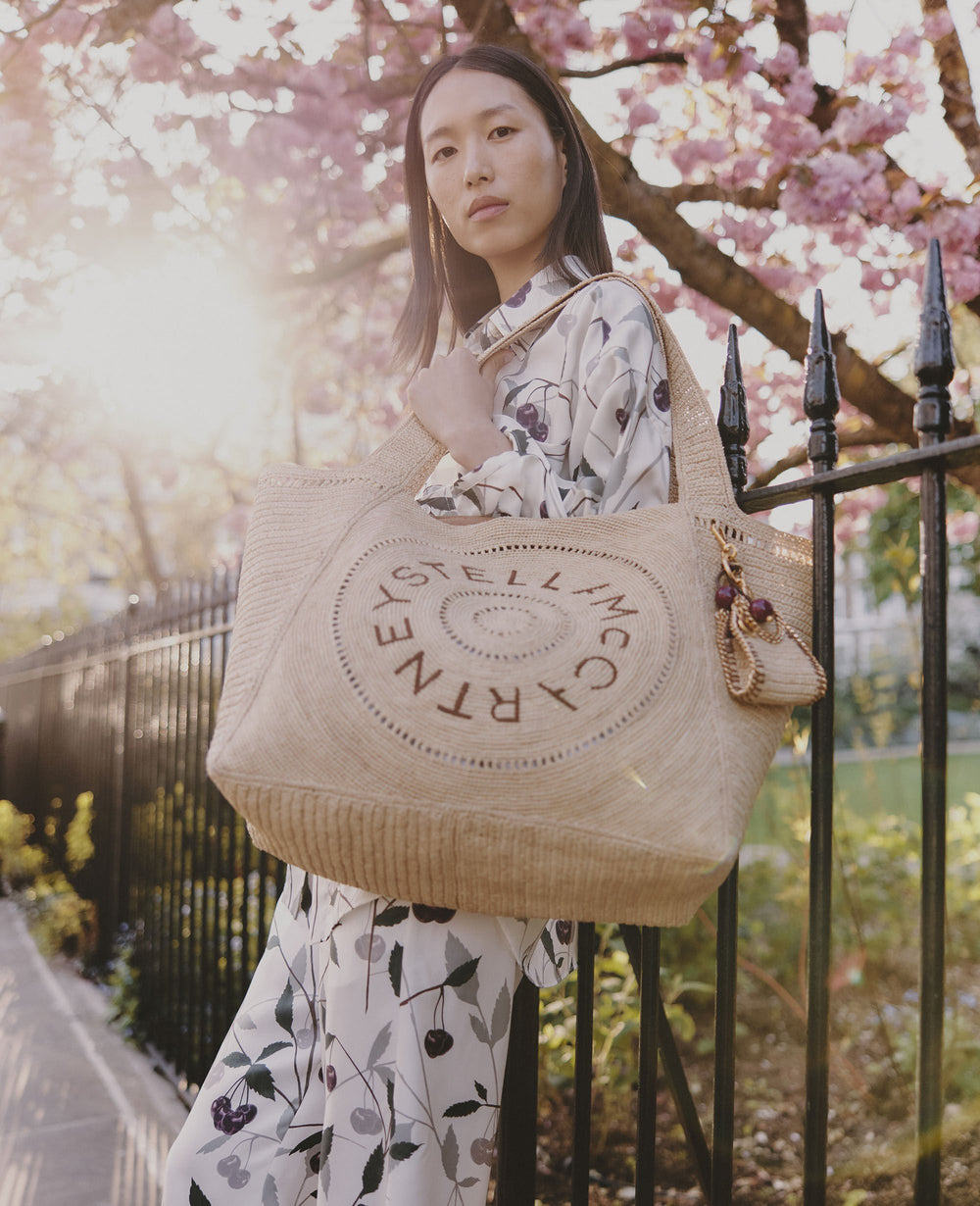Logo Large Crochet Raffia Tote Bag