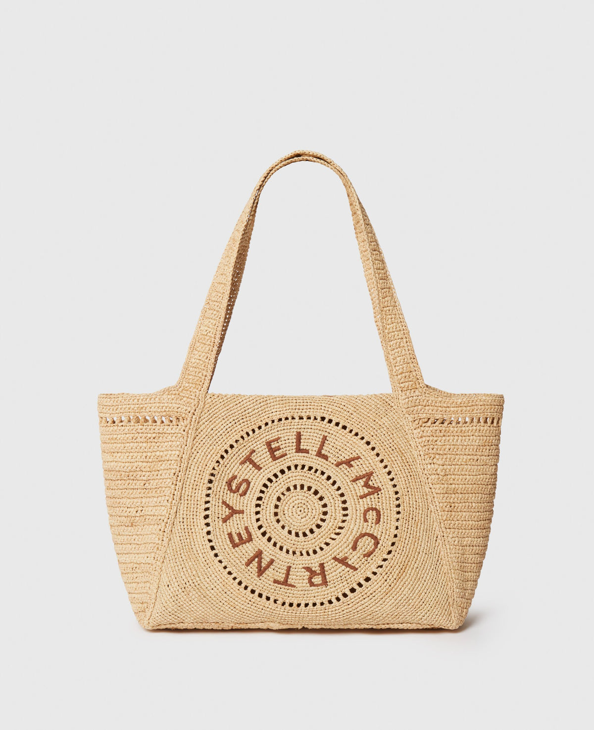 Logo Small Crochet Raffia Tote Bag