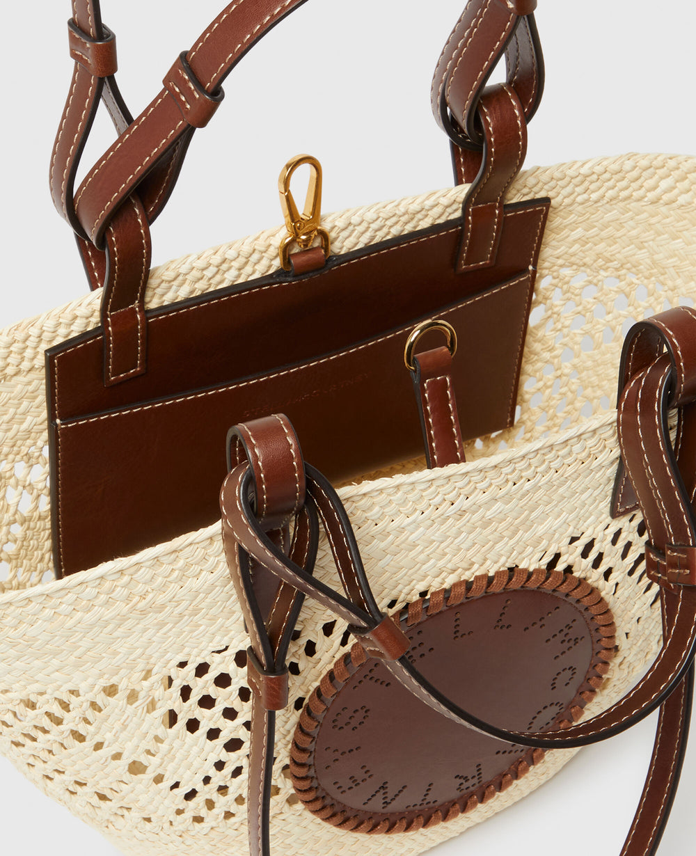 Logo Raffia Crochet Medium Tote Bag