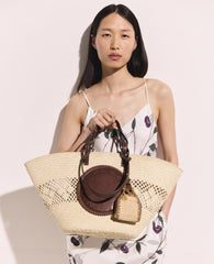 Logo Raffia Crochet Large Tote Bag