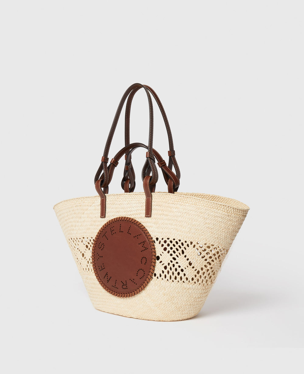 Logo Raffia Crochet Large Tote Bag