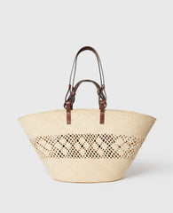 Logo Raffia Crochet Large Tote Bag