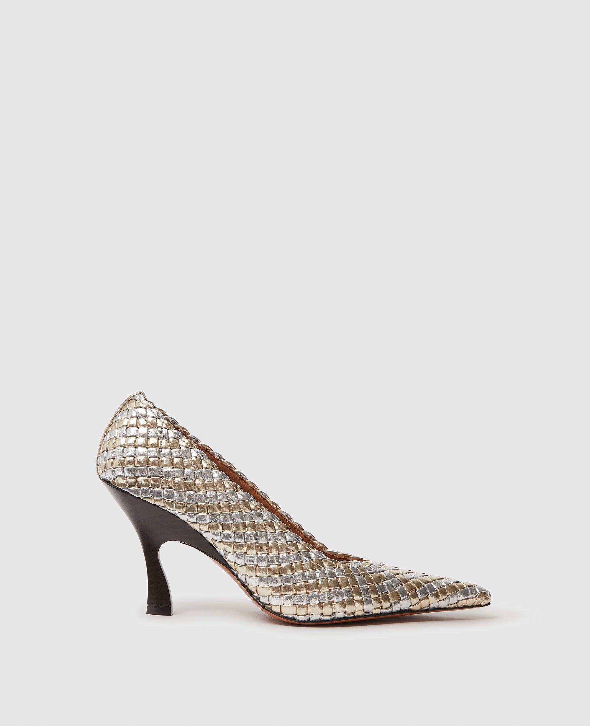 Elsa  Woven Metallic Kitten Heel Pump