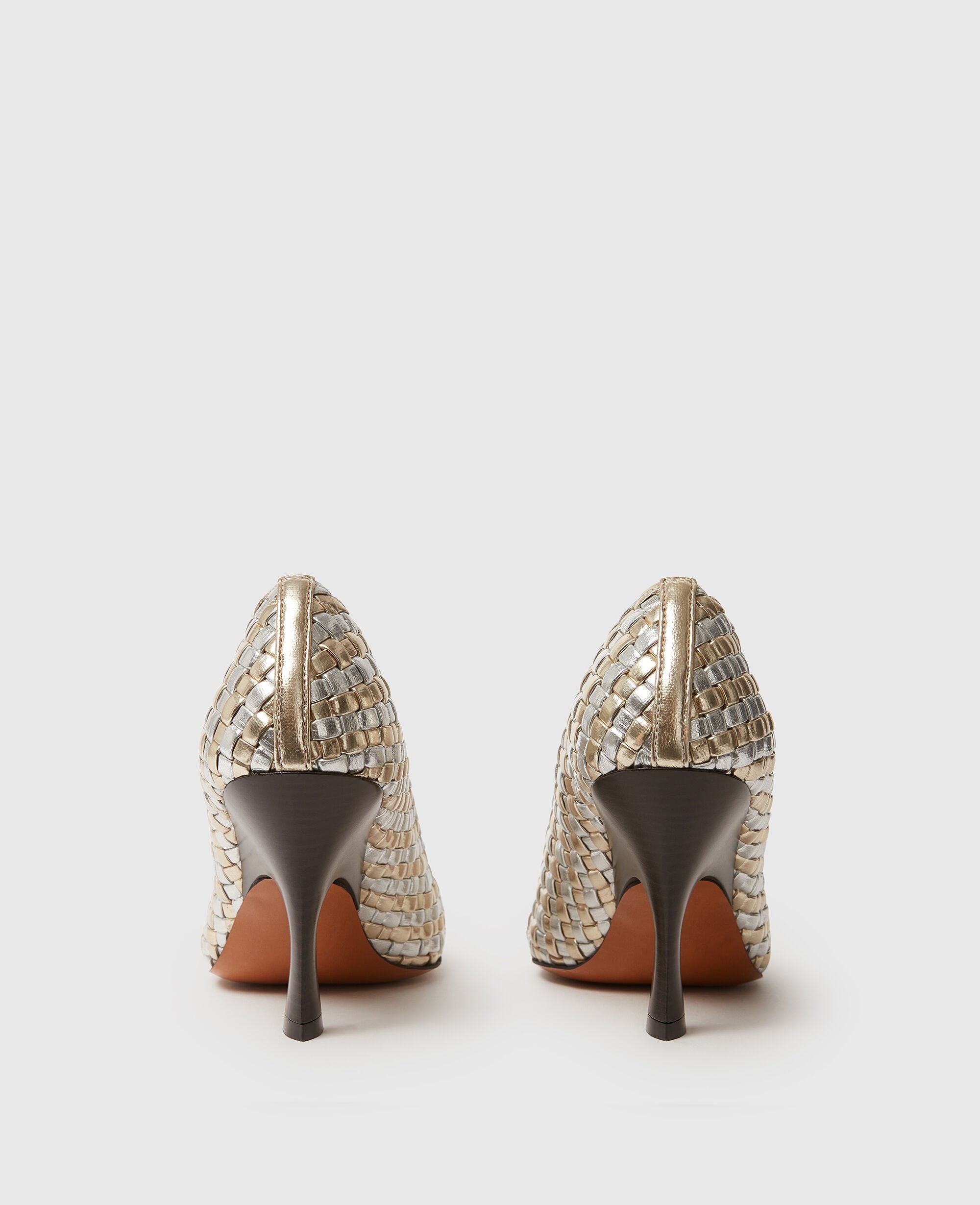 Elsa  Woven Metallic Kitten Heel Pump