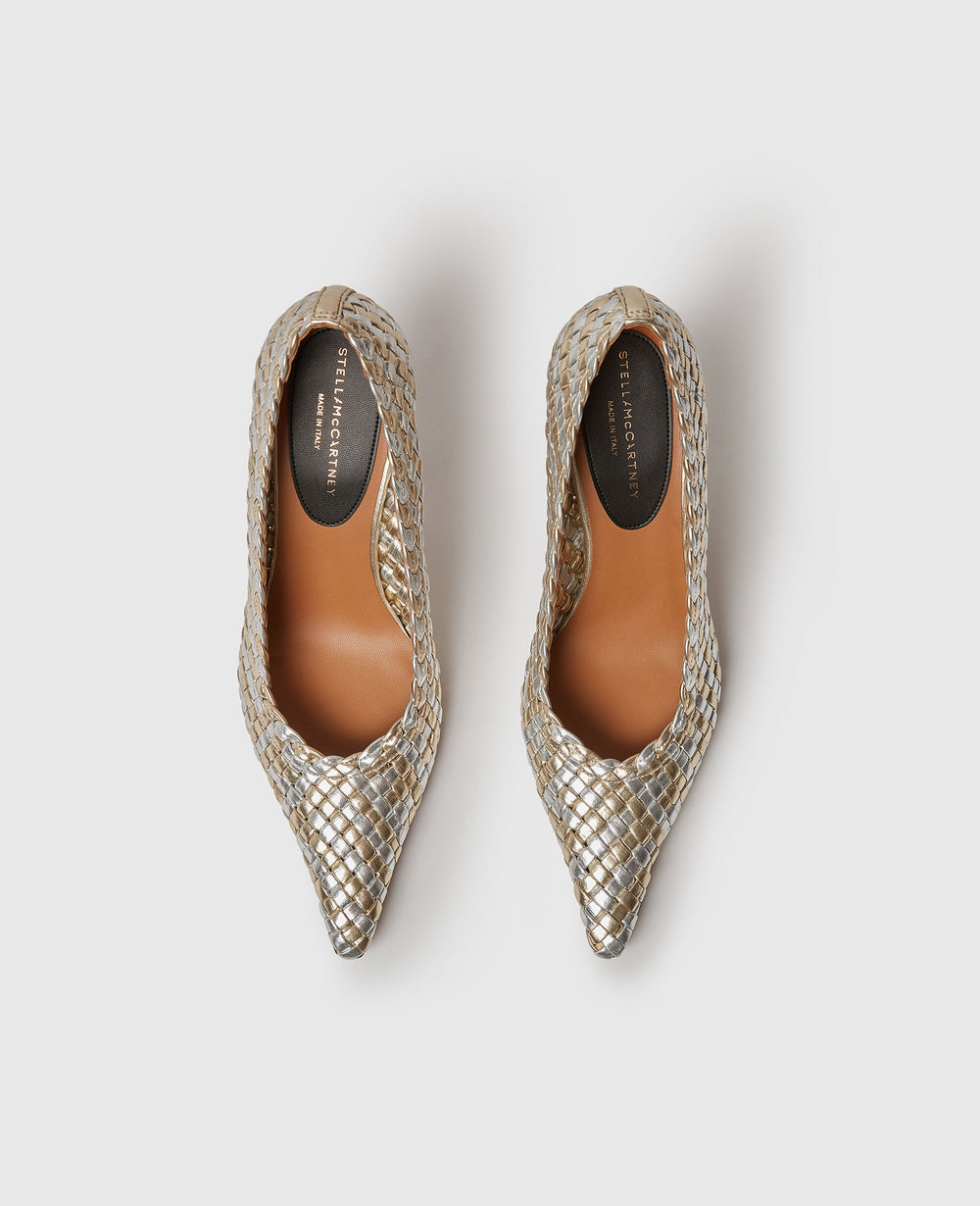 Elsa  Woven Metallic Kitten Heel Pump