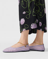 Chain-Detail Stretch Ballerina Flats