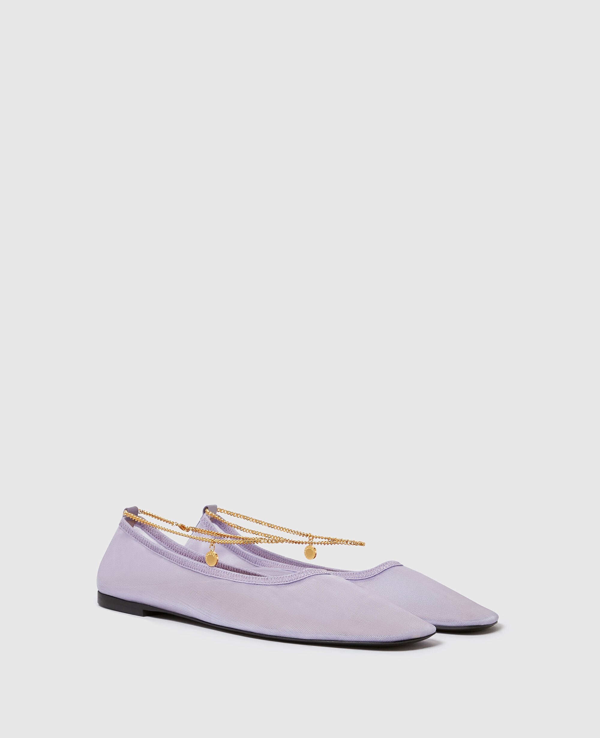 Chain-Detail Stretch Ballerina Flats