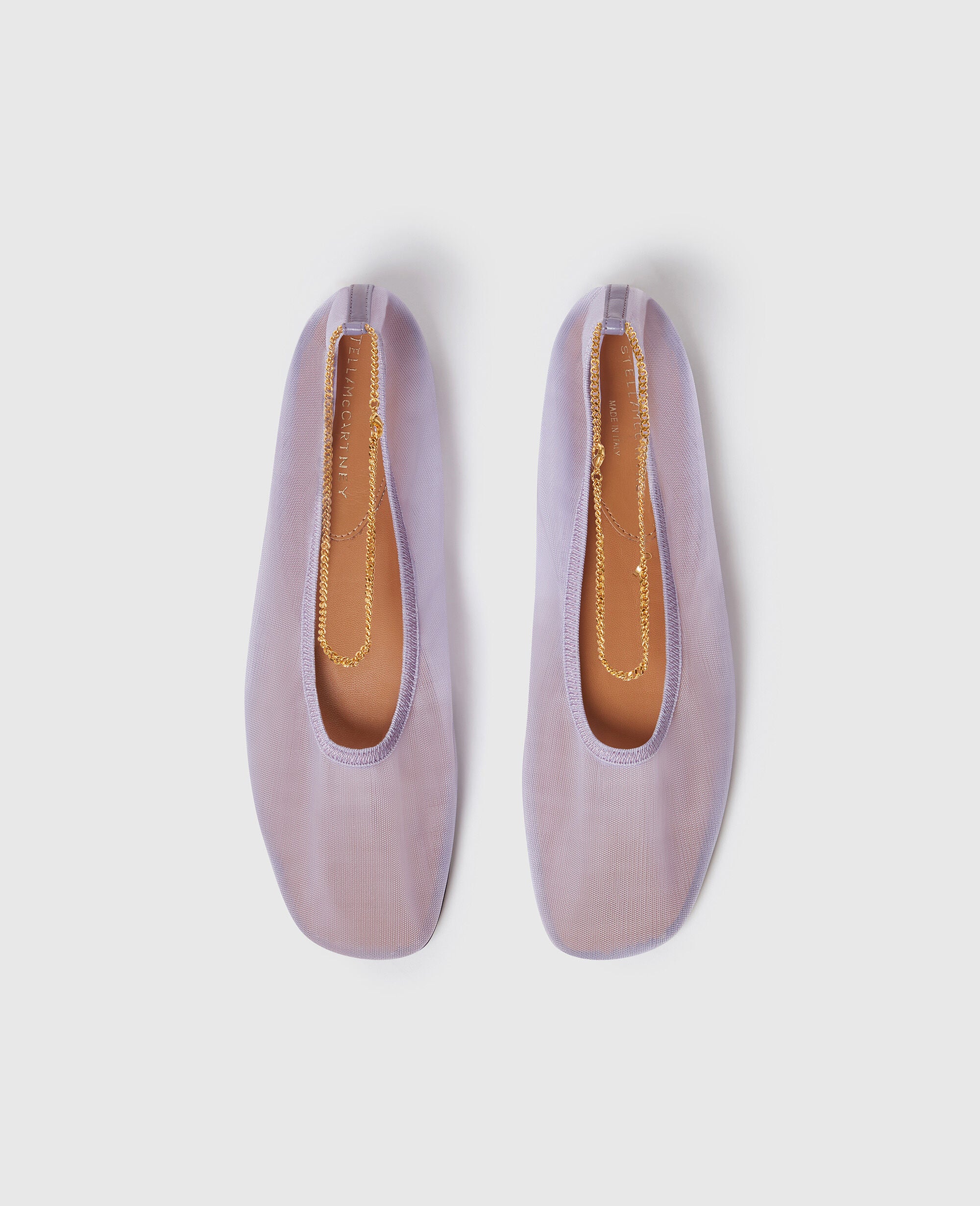Chain-Detail Stretch Ballerina Flats