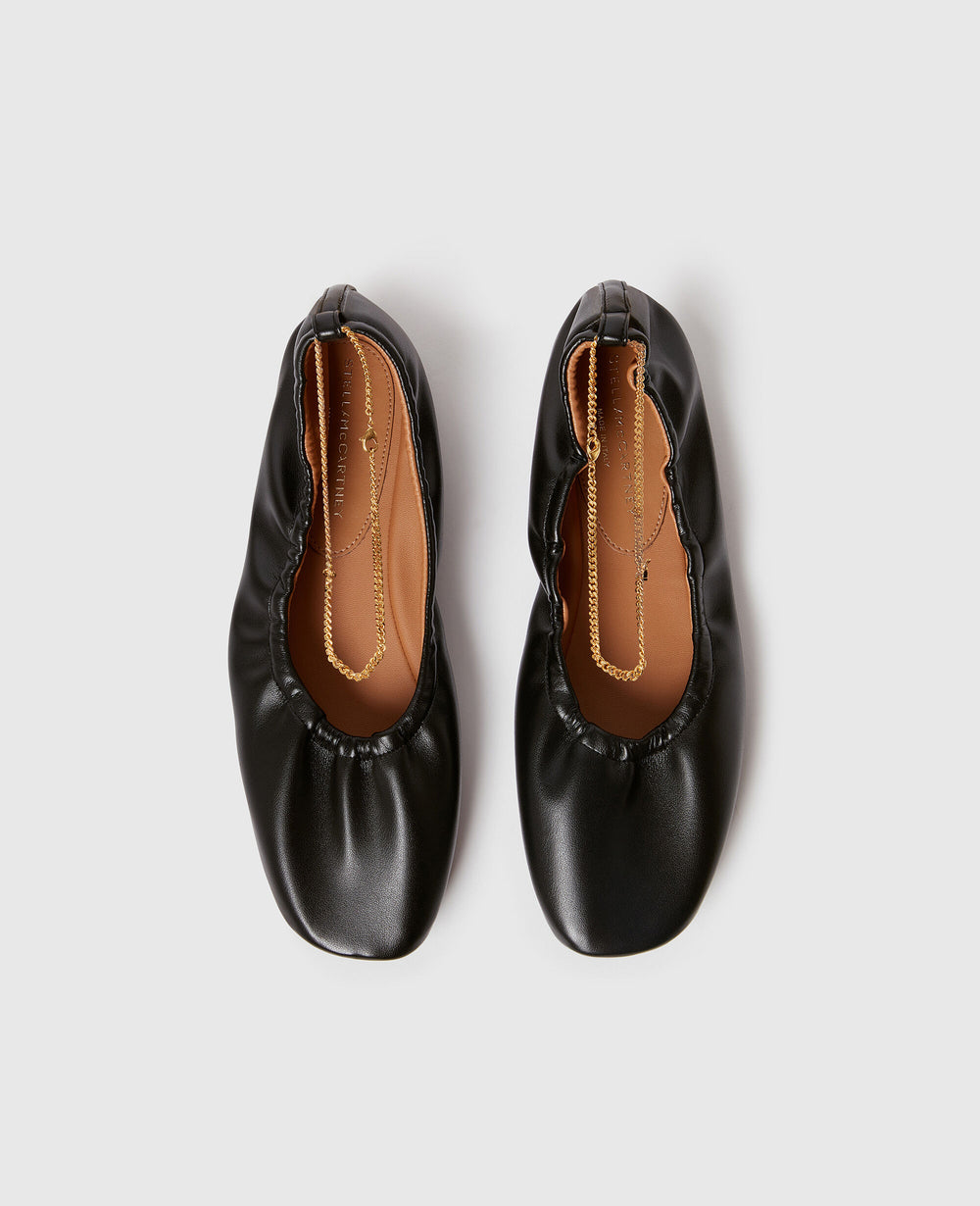 Chain-Detail Stretch Ballerina Flats