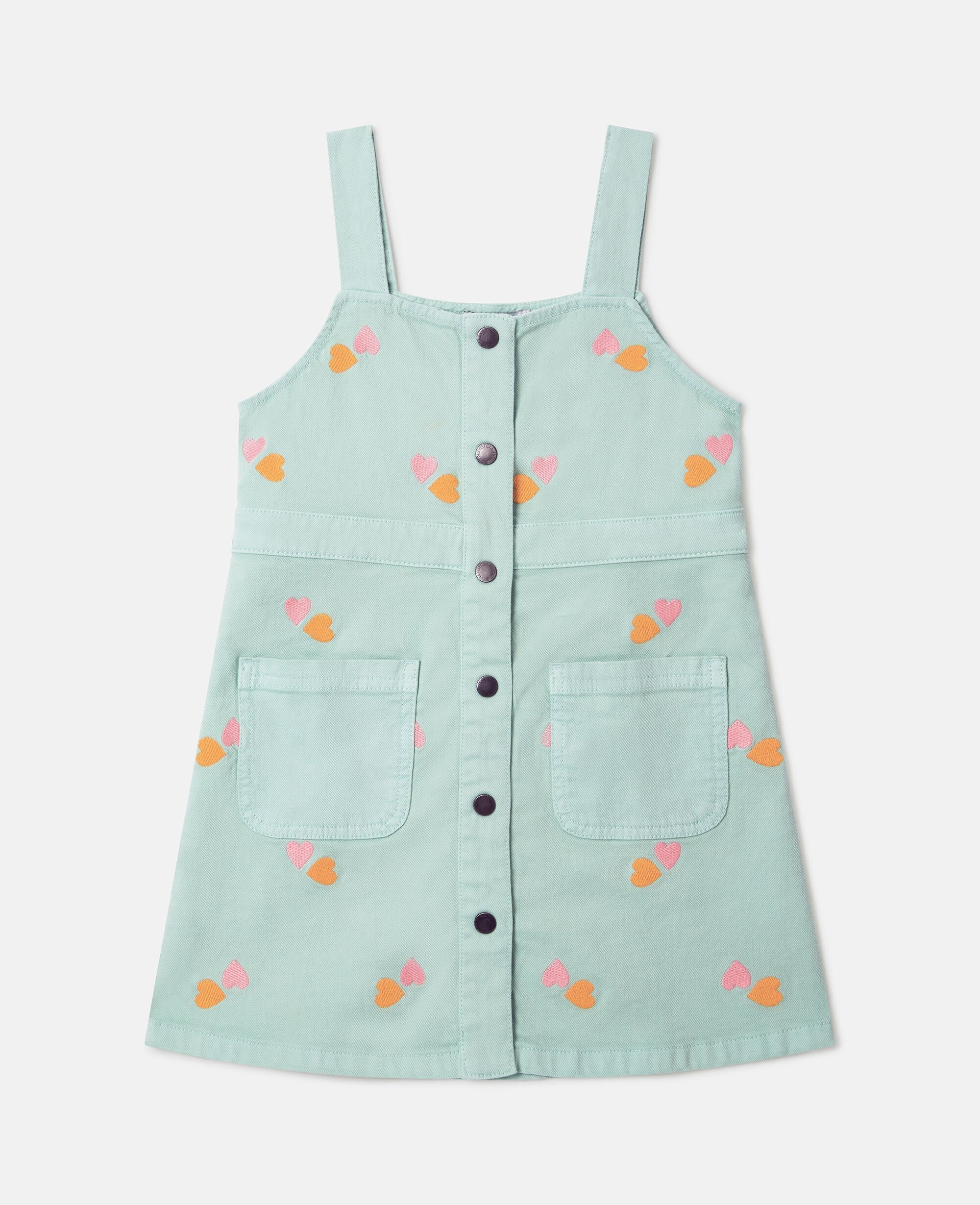 Heart-Embroidered Gabardine Dress