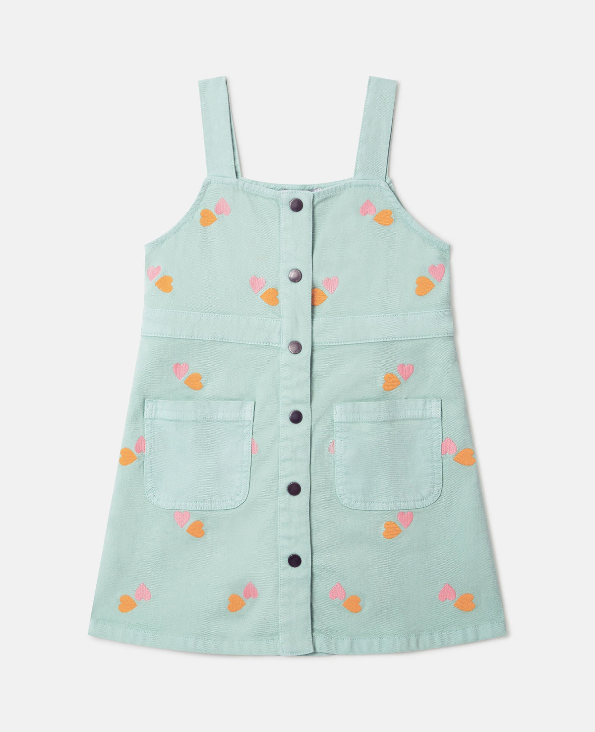 Heart-Embroidered Gabardine Dress