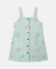 Heart-Embroidered Gabardine Dress