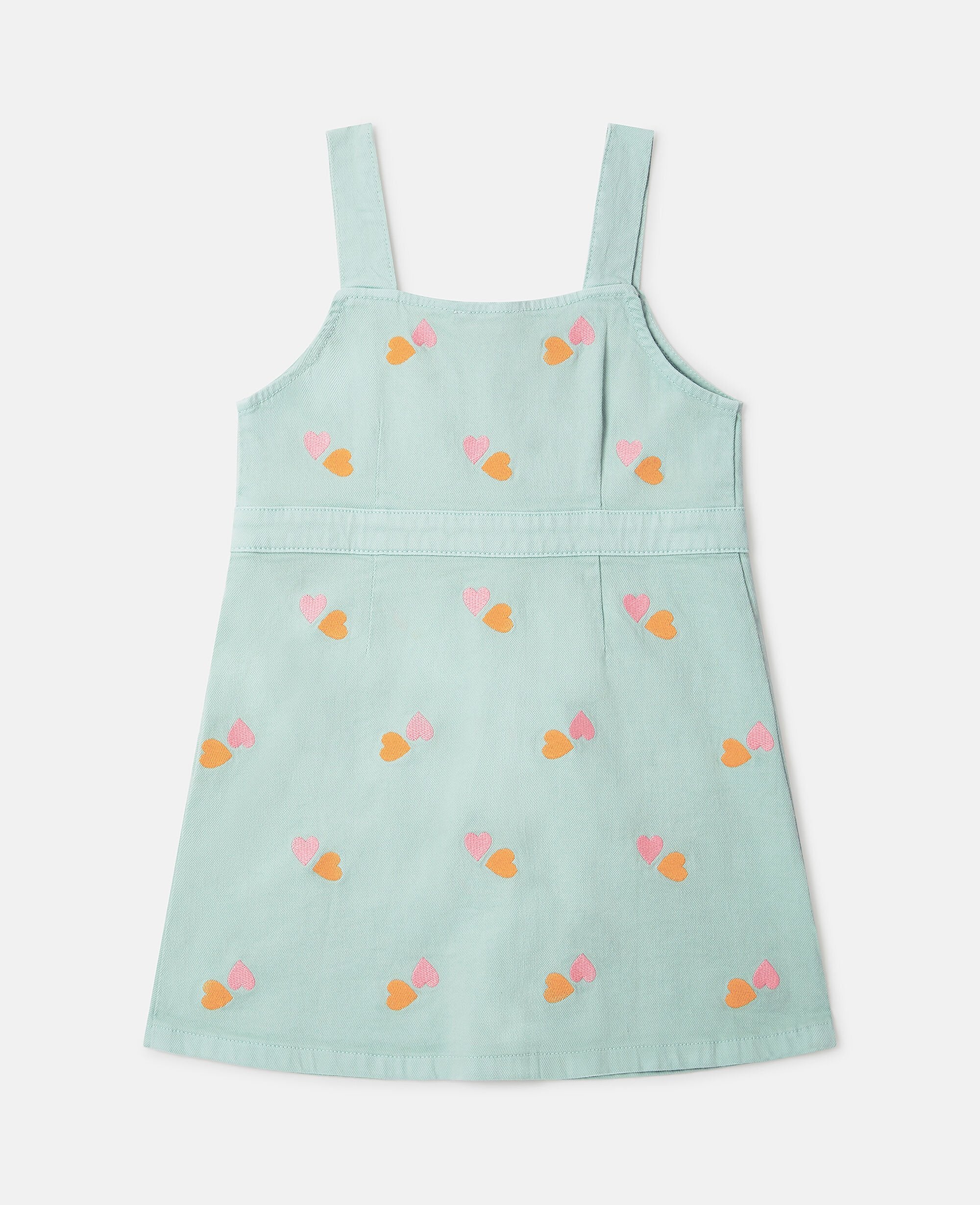 Heart-Embroidered Gabardine Dress