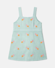 Heart-Embroidered Gabardine Dress