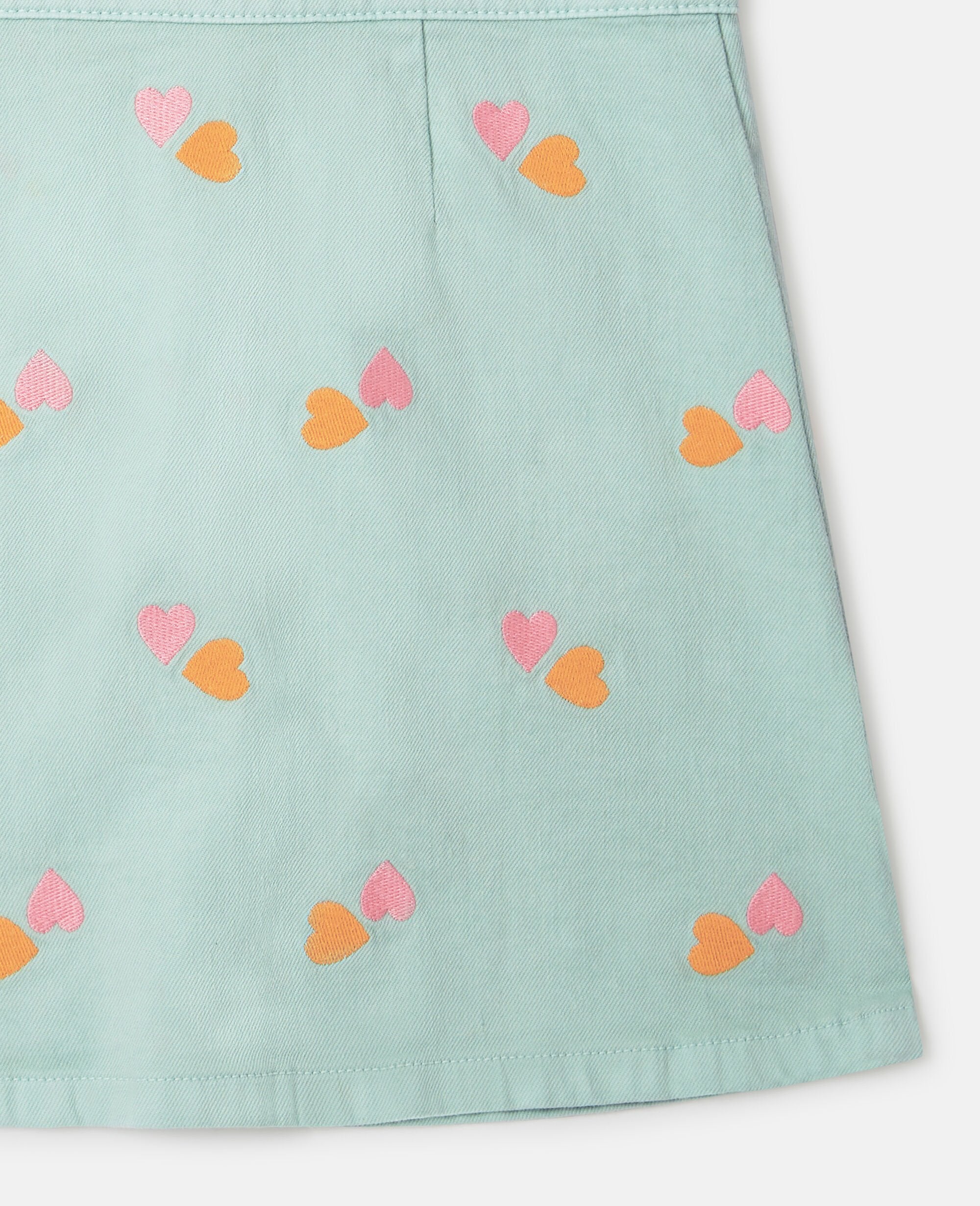 Heart-Embroidered Gabardine Dress