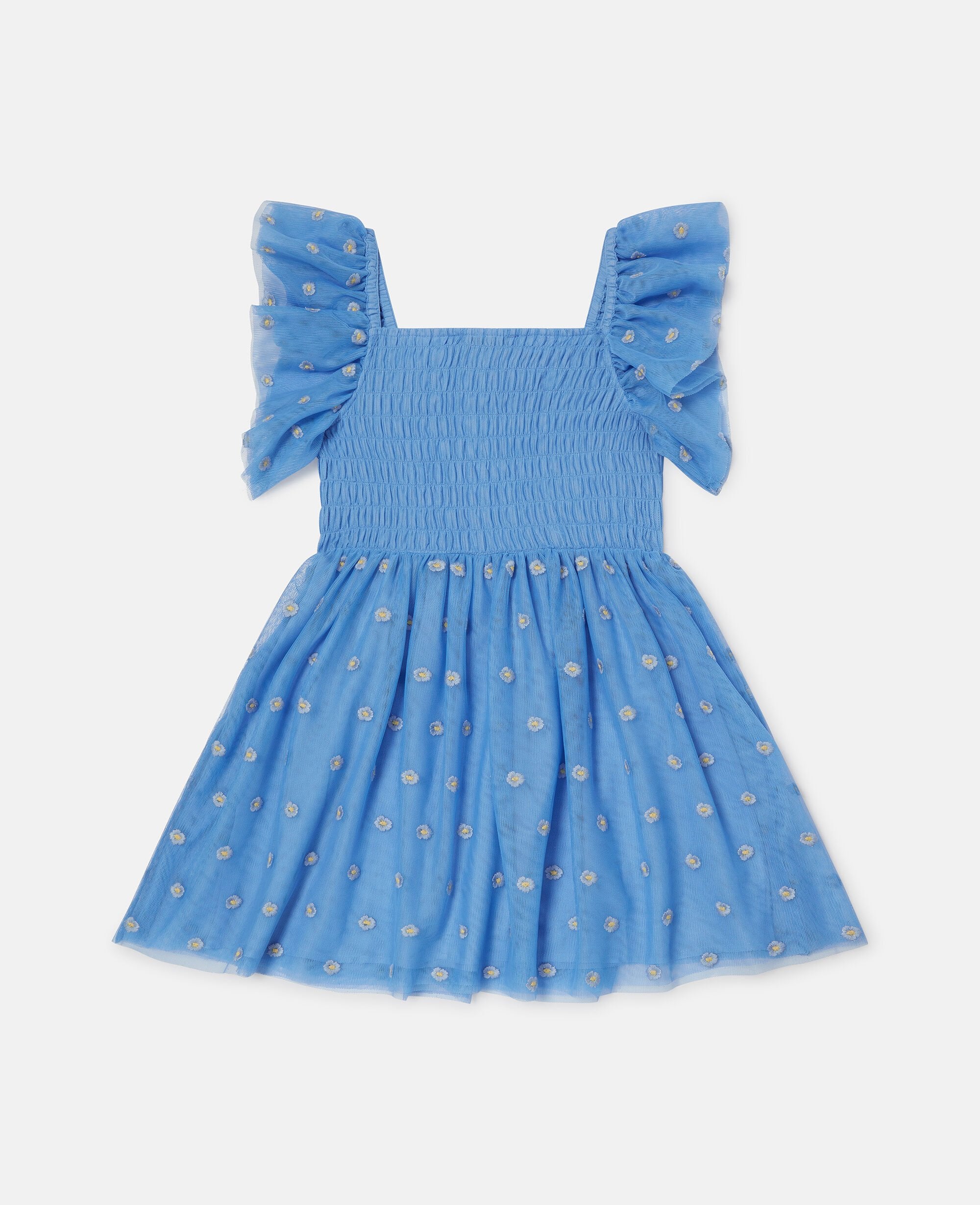 Floral-Embroidered Tulle Dress