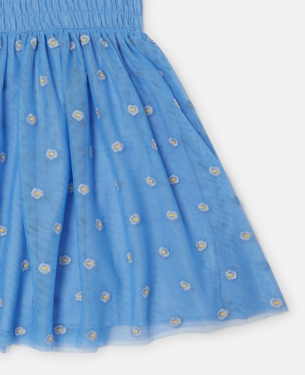 Floral-Embroidered Tulle Dress
