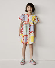 Patchwork Print Short Sleeve Dress