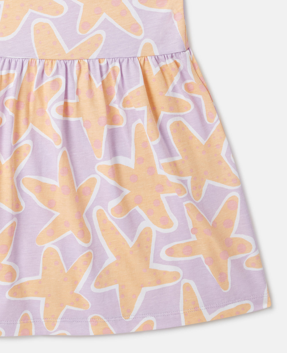 Starfish Print Sleeveless Dress