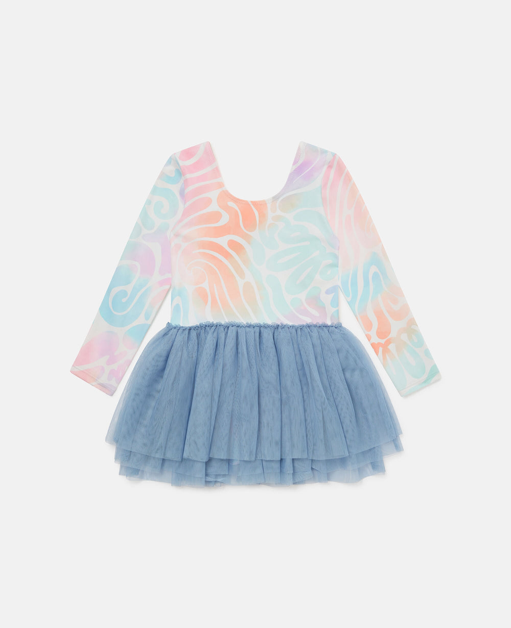 Graphic Print Tulle Skirt Dress