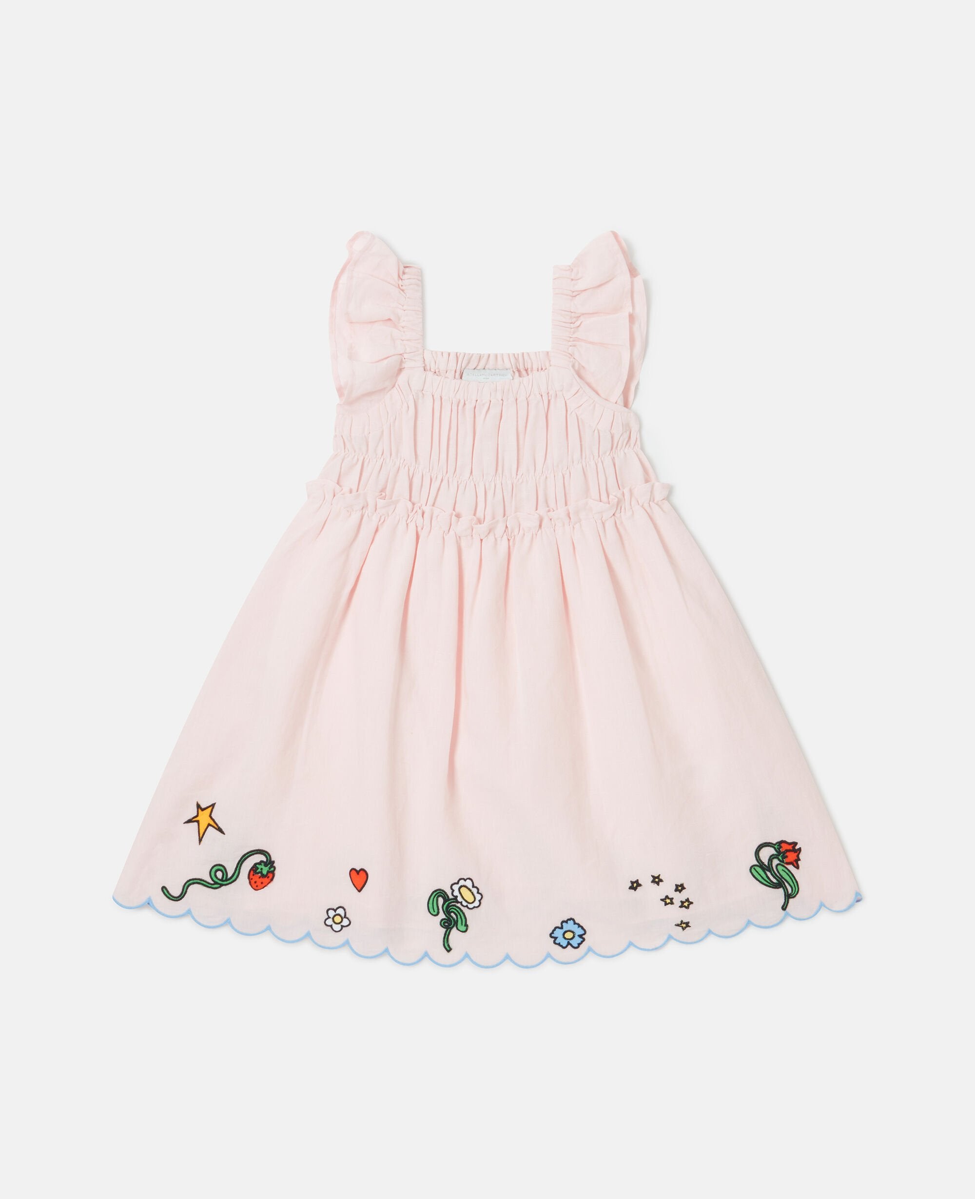 Floral Embroidered Linen-Blend Dress