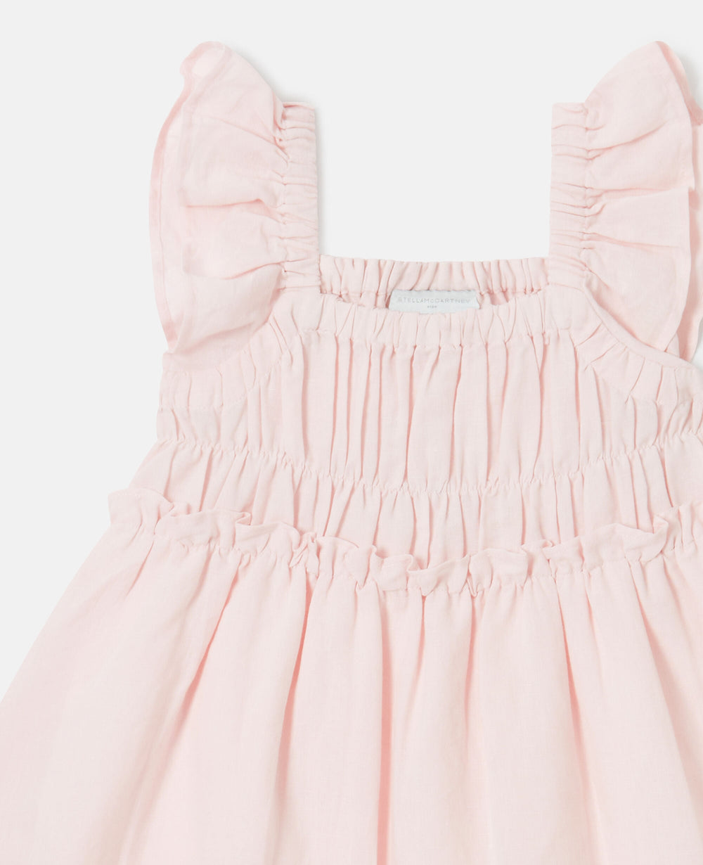 Floral Embroidered Linen-Blend Dress