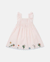 Floral Embroidered Linen-Blend Dress