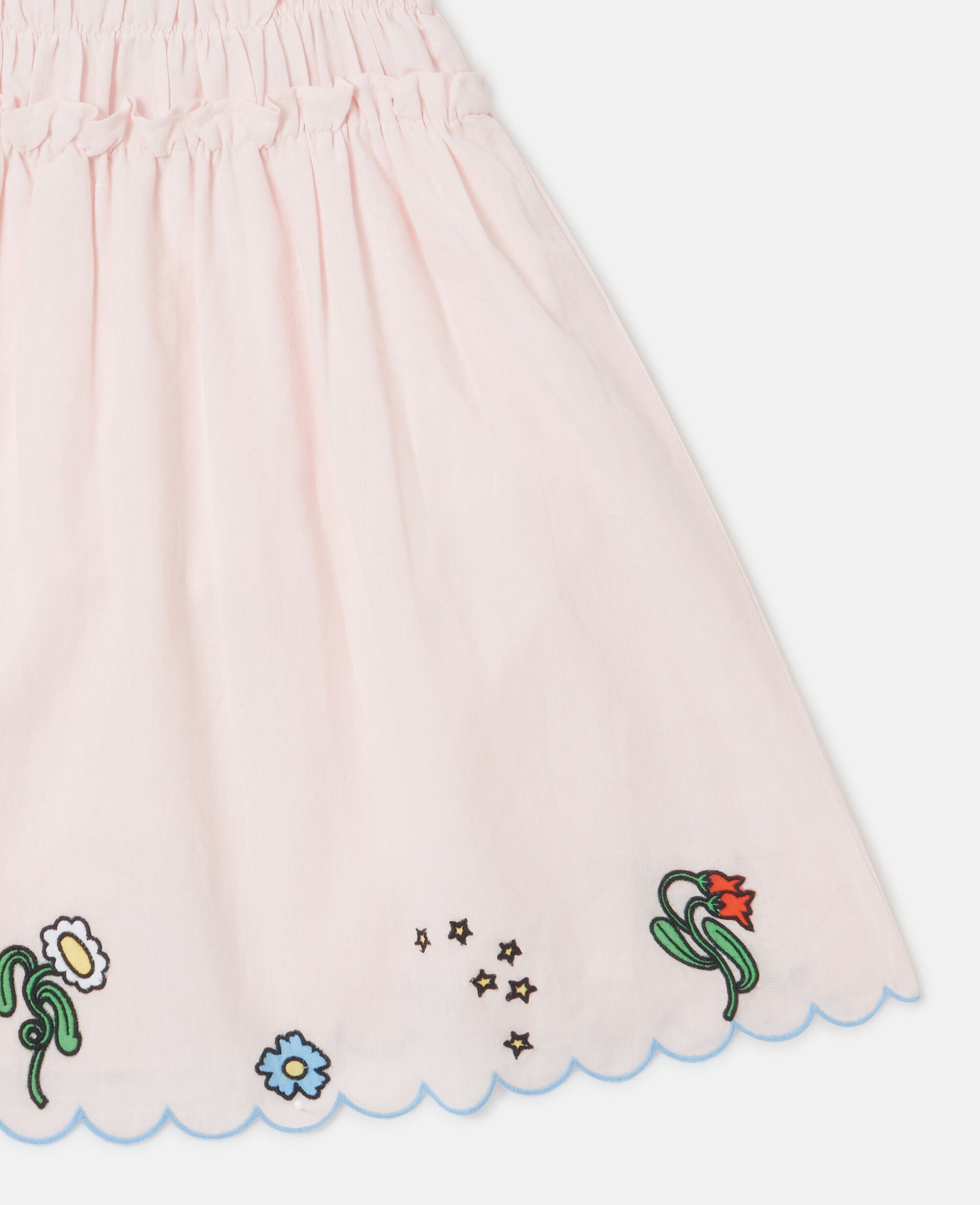 Floral Embroidered Linen-Blend Dress