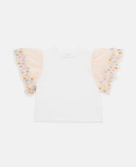 Scallop Trim Sleeve T-Shirt