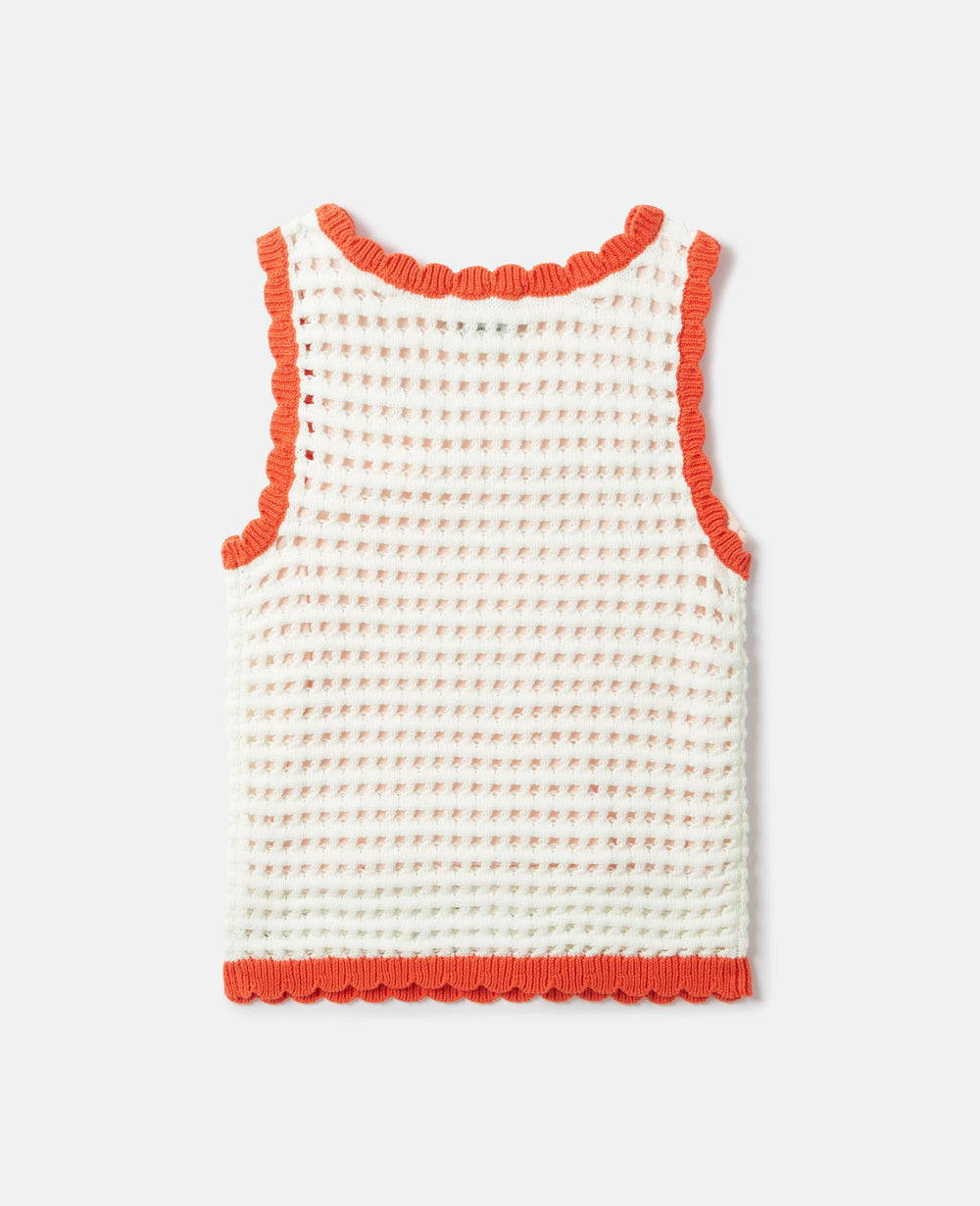 Floral Appliqué Knitted Tank Top