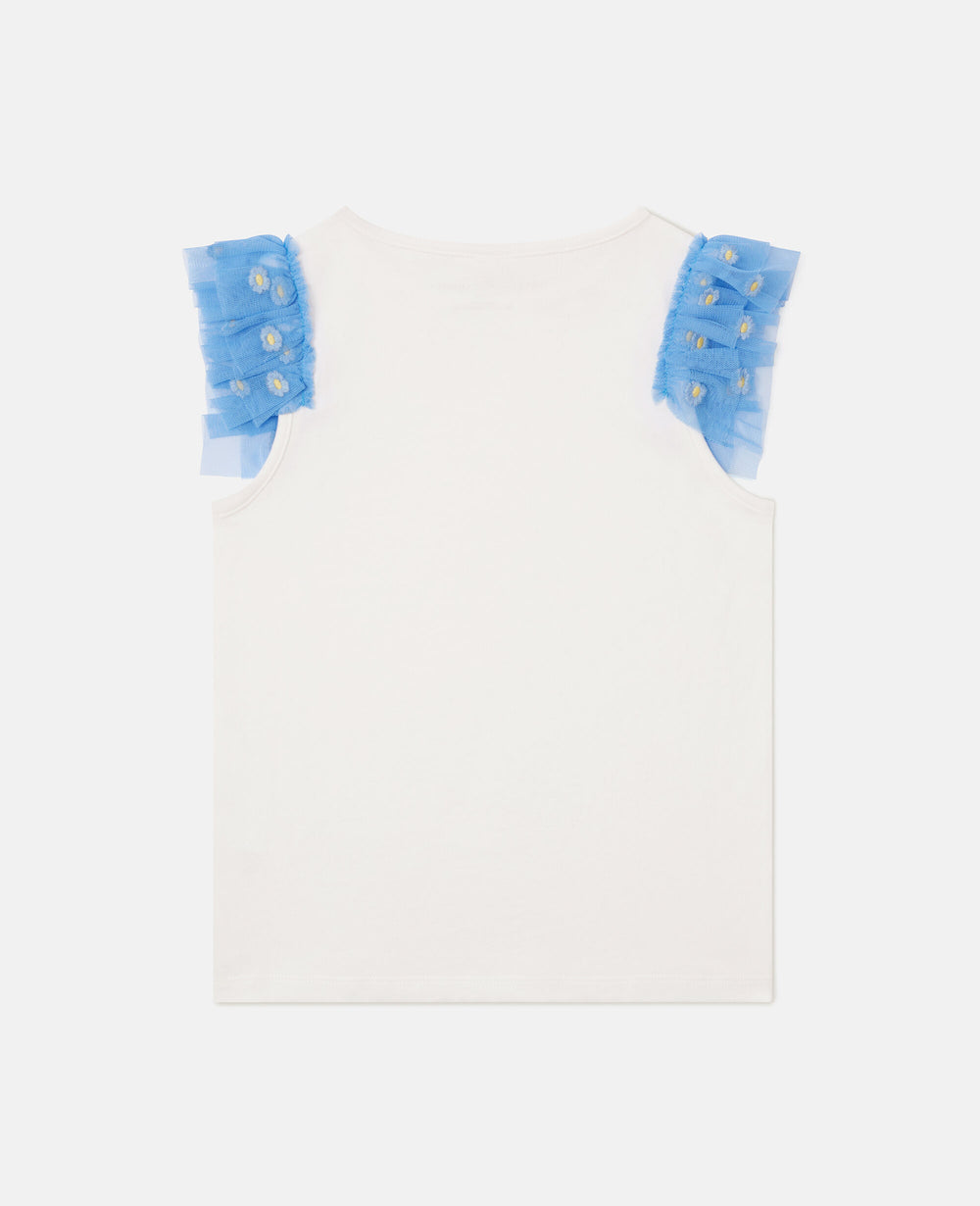 Tulle-Trim Sleeveless Top